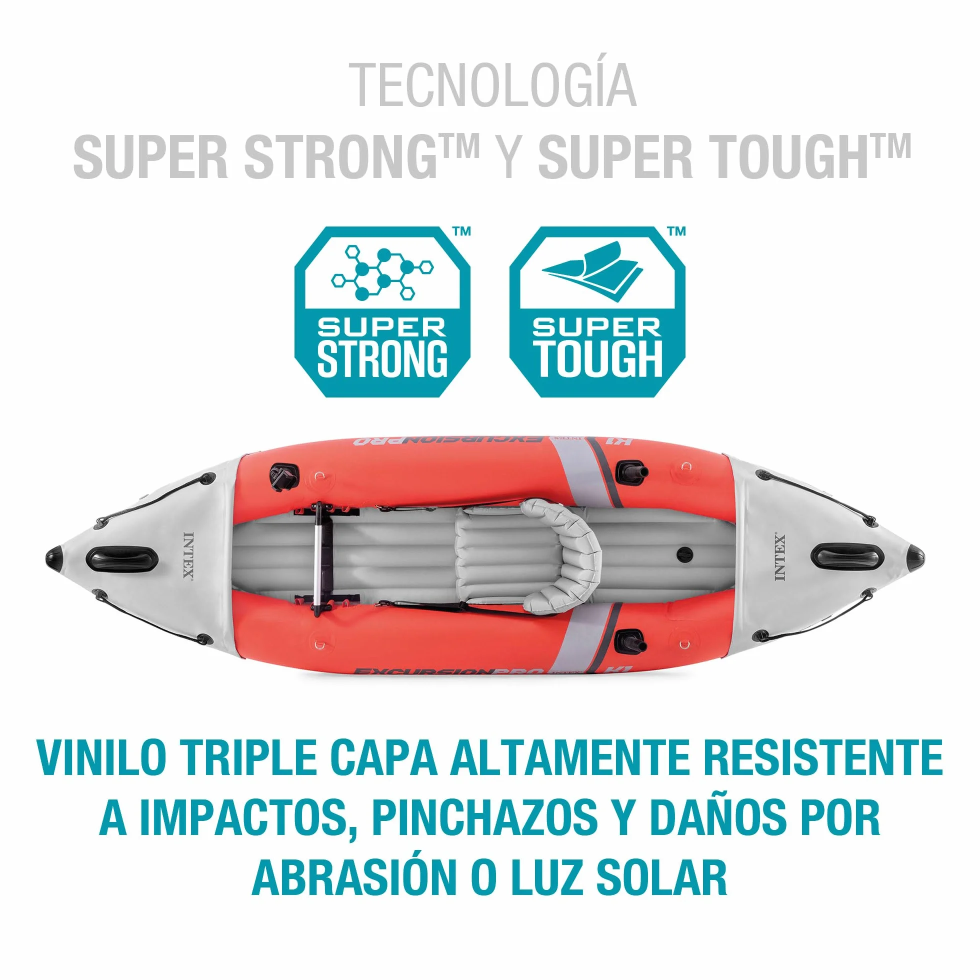 INTEX Kayak Hinchable Excursion Pro Remo + Hinchador
