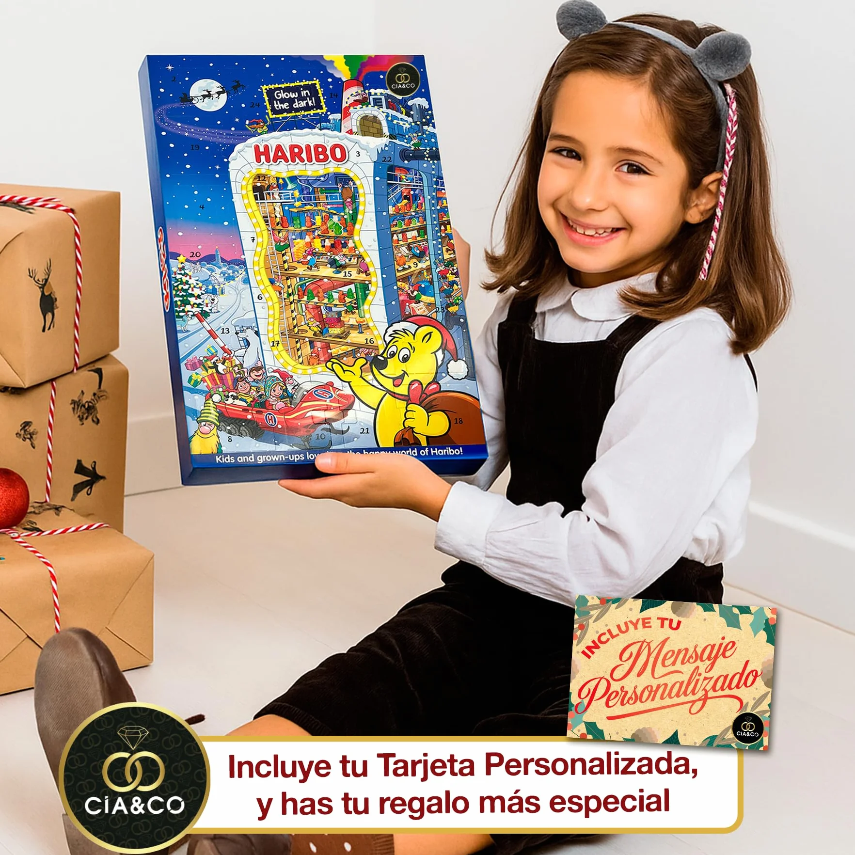 Calendario de Adviento HARIBO 2025 Brilla en la Oscuridad 24 Bolsitas Caramelos de Goma Variados 300 g