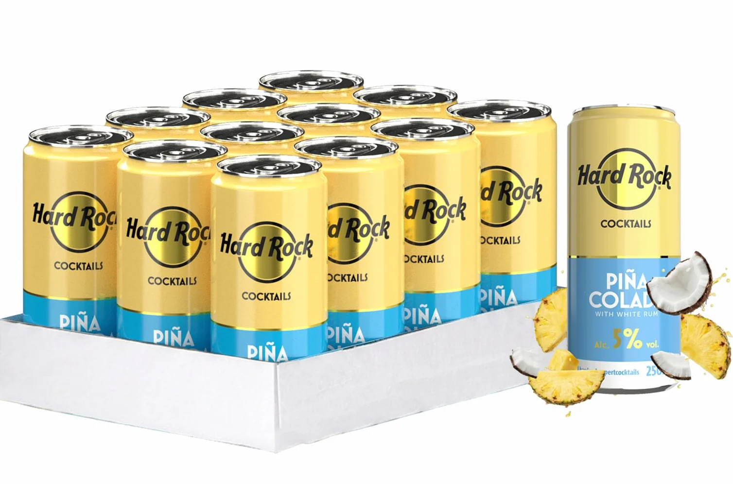 12 x 250ml - HARD ROCK READY TO DRINK COCKTAIL PIÑA COLADA 250ML 5% - PACK 12 LATAS