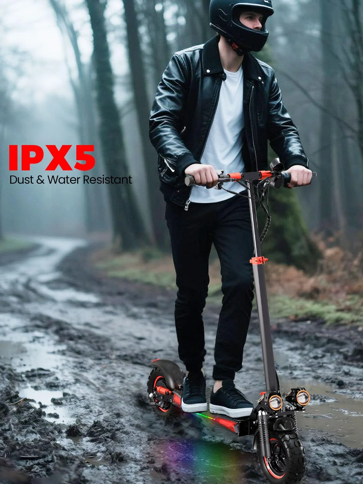 Patinete Electrico Adultos Plegable 1200W E-Scooter 45-55km Autonomia 11 Neumaticos Todo Terreno IPX5 Doble Frenos Suspension 3 Modos Velocidad Carga 150 kg