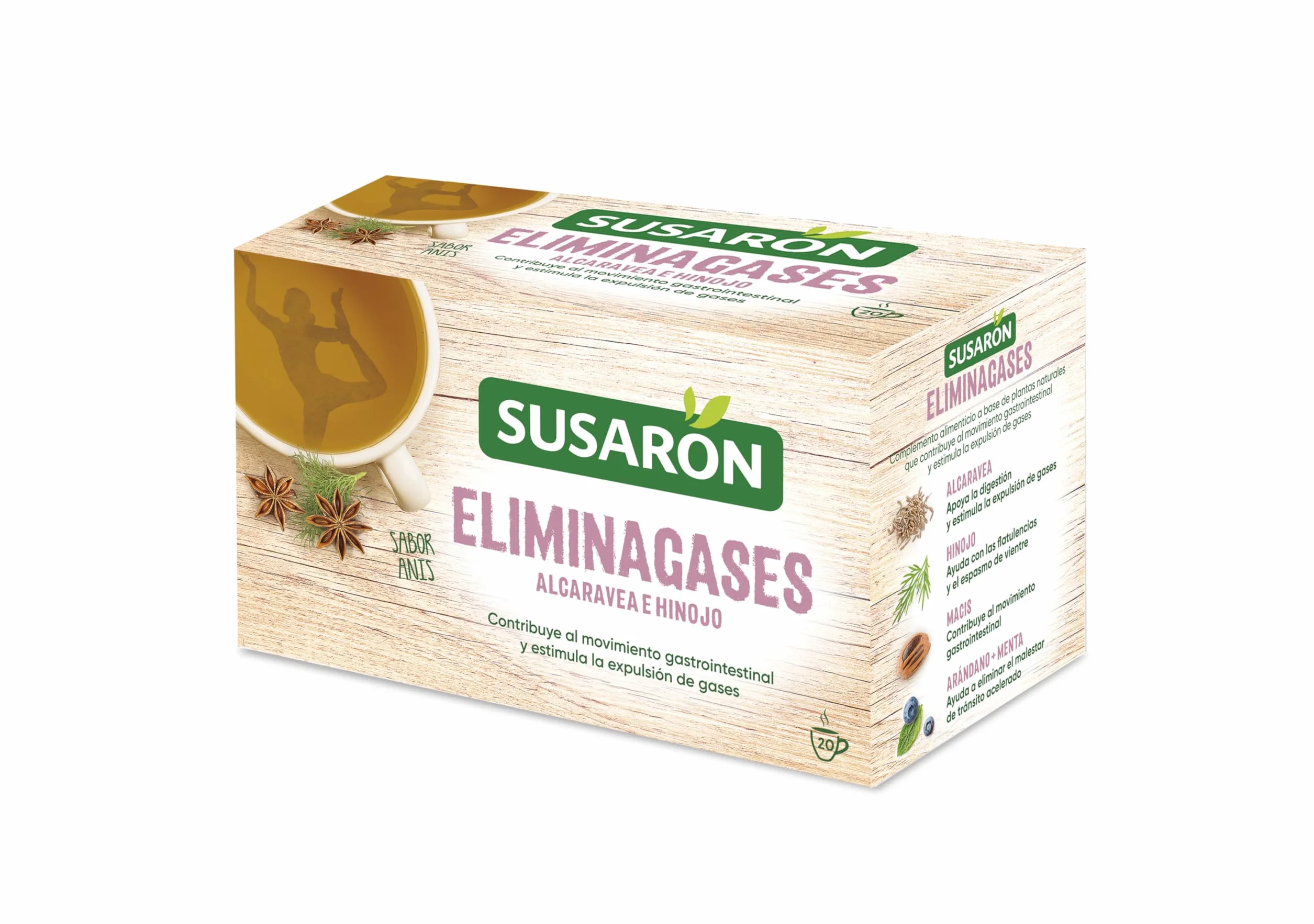 Susarón | Infusión Elimina Gases | Alcaravea e Hinojo | Sabor Anís | 20 bolsitas