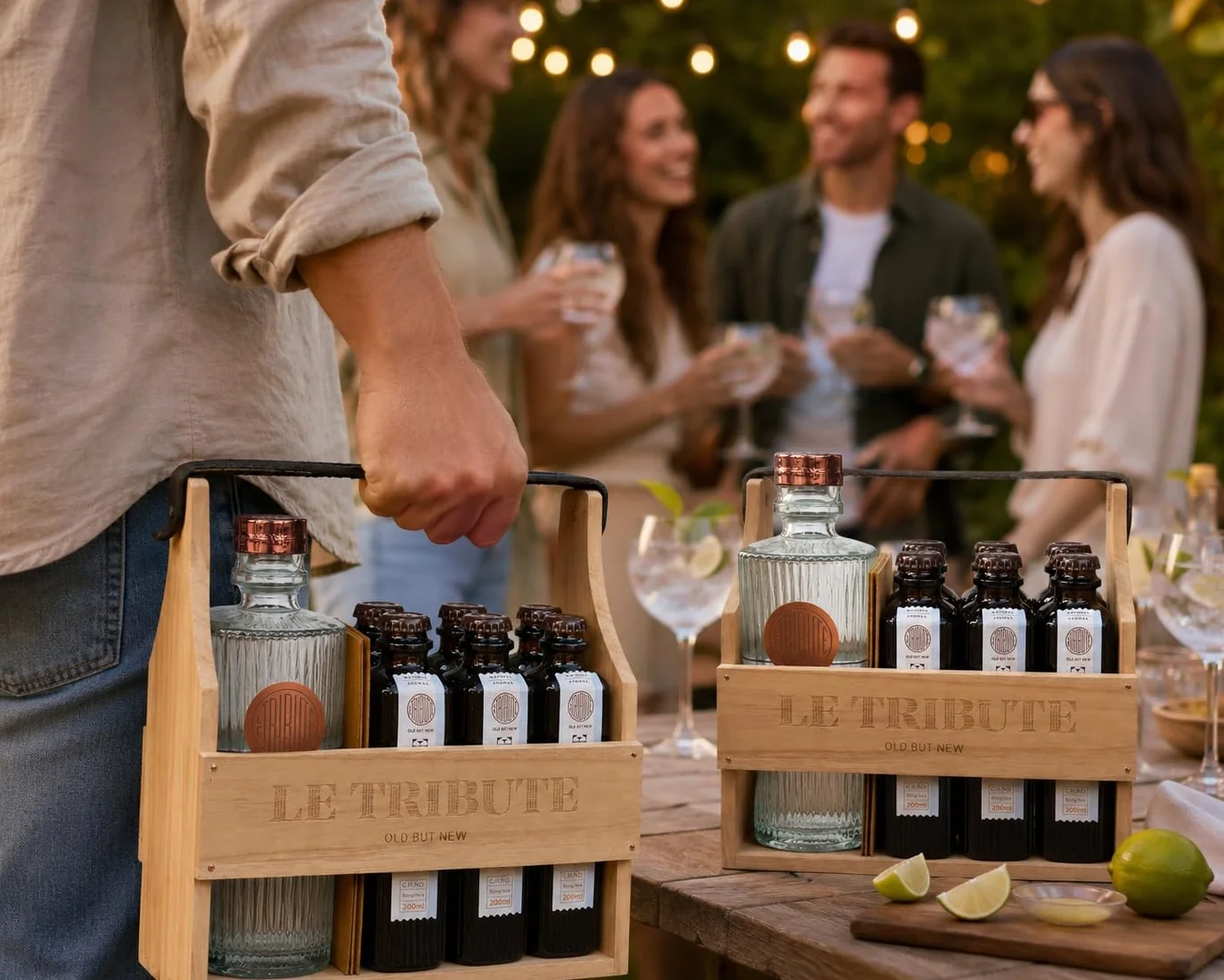 Pack Premium Le Tribute Gin con Caja de Madera y 6 Tónicas de Regalo | Estuche Gourmet para Regalo-MYSECRETWINE-