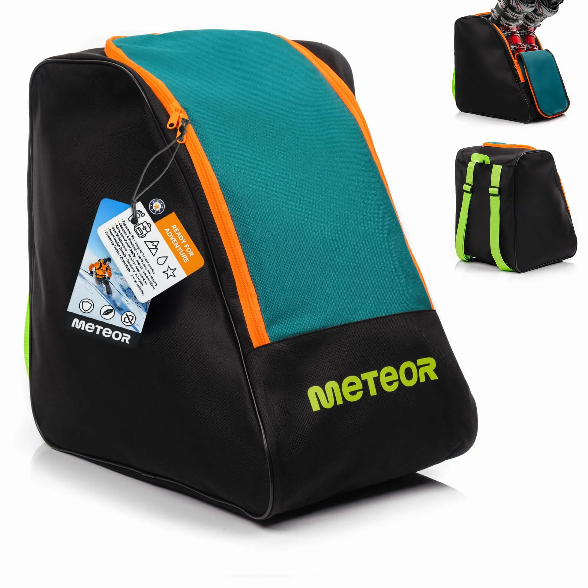 Meteor Bolsa para Botas Esqui Mochila con Drenaje Inferior para Zapatos Snowboard Bolsillo para Gafas Tabla Casco Patines