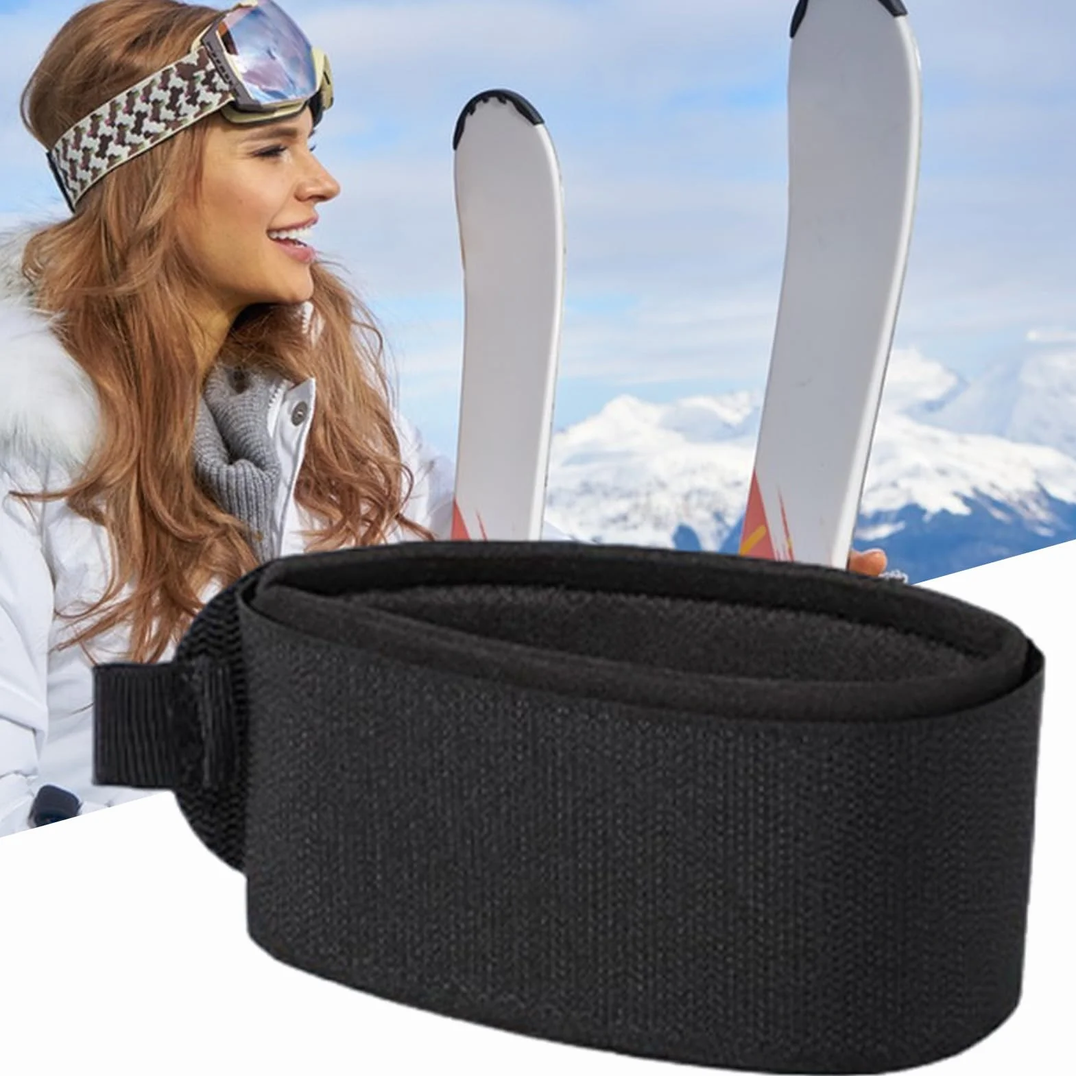 Correas Ajustables para Envolturas de Esquí con Almohadillas de EVA, Transportador Duradero
