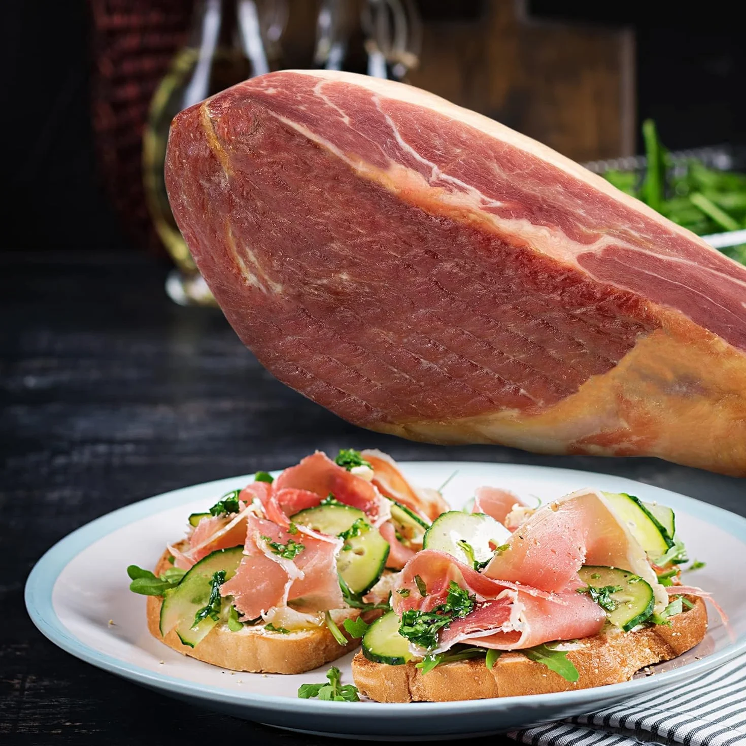 Jamon Serrano Deshuesado 1 Kg con Chorizo Ibérico – Mini Jamón Serrano – Sabor Tradicional Curado