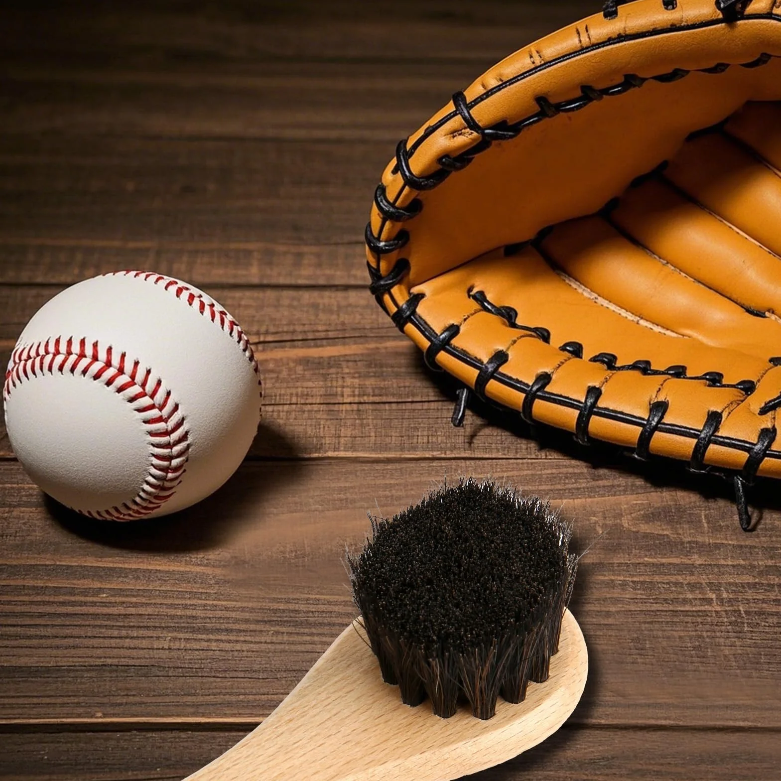 Cepillos Guantes Béisbol Cerdas Suaves Pelo de Caballo Blanco y Negro Accesorios Limpieza
