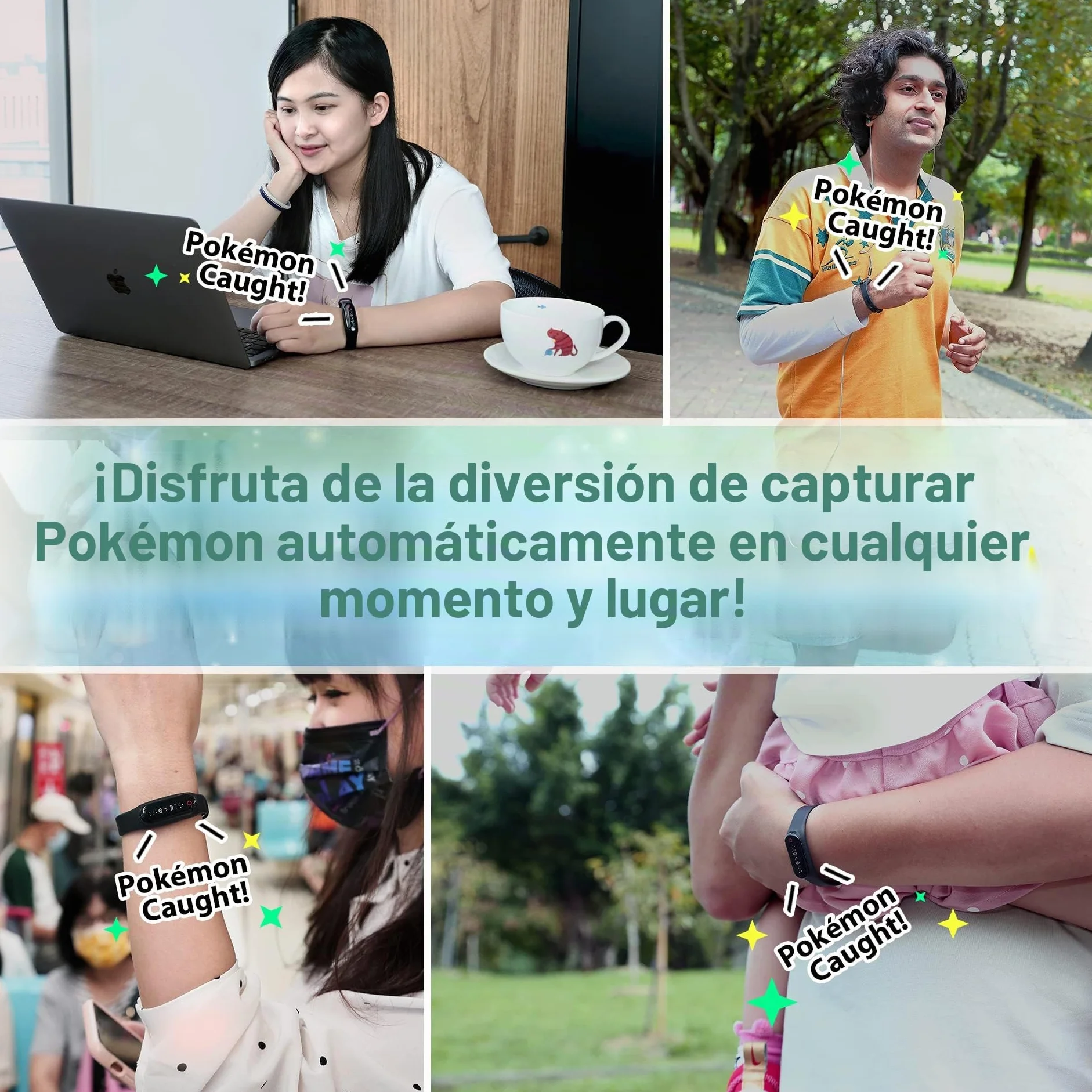 Brook Pocket Auto Catch Plus+Spin Catching Poke Mon Pulsera Accesorio recordatorio para desconexión, Capacidad de batería Pantalla