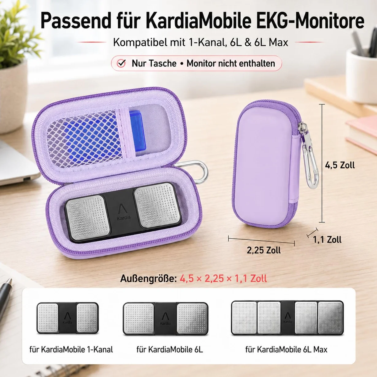 Funda para monitor de frecuencia cardíaca compatible con AliveCor KardiaMobile Personal EKG/6L, soporte de almacenamiento
