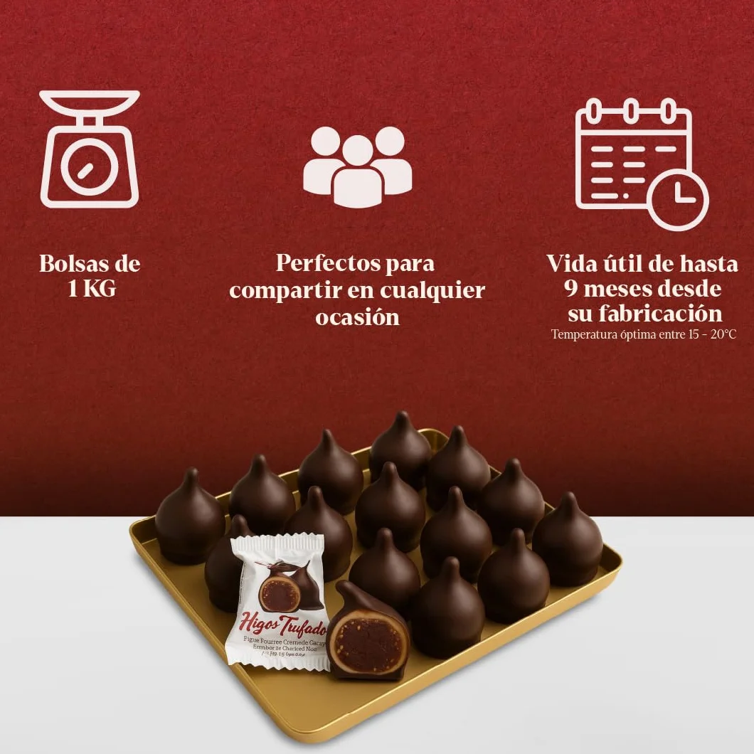 LAPASION - Bombón de higo Trufado con Chocolate | Bombones de Higo | Chocolates para regalar | Bolsa 1 kg | Frutas Trufadas