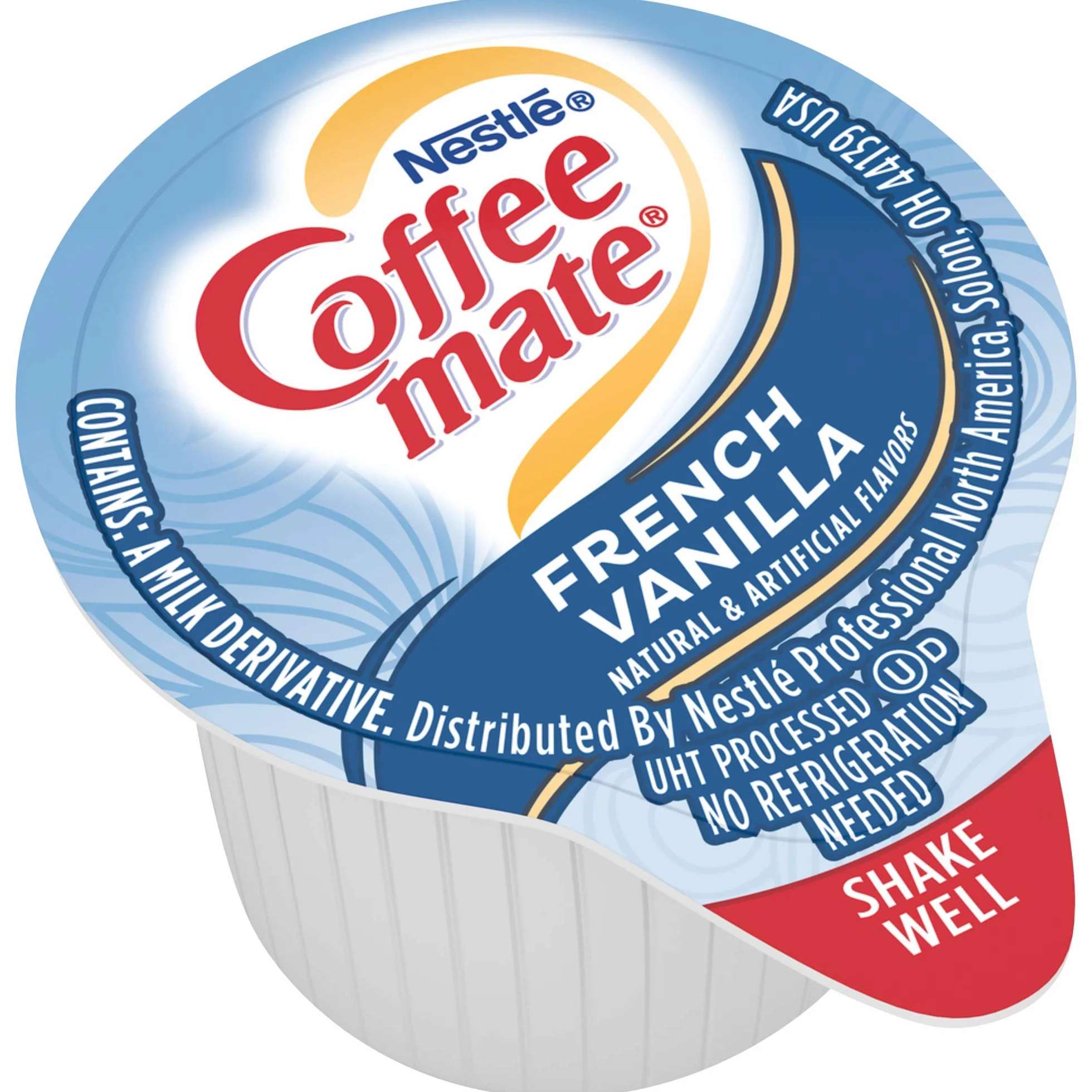 Nestle Coffee Mate - Crema de café líquida individual, vainilla francesa, caja de 50 unidades (paquete de 2) con cuchara de café By The Cup