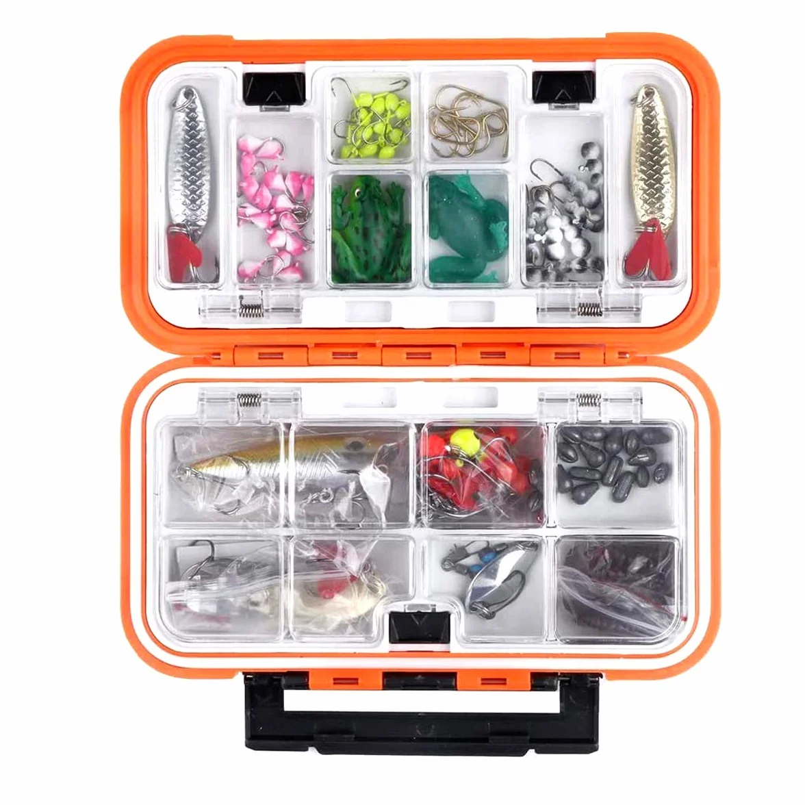 RoadLoo Plástico Caja de Pesca con Compartimentos Divisores Ajustables para Señuelos Accesorios (Naranja)