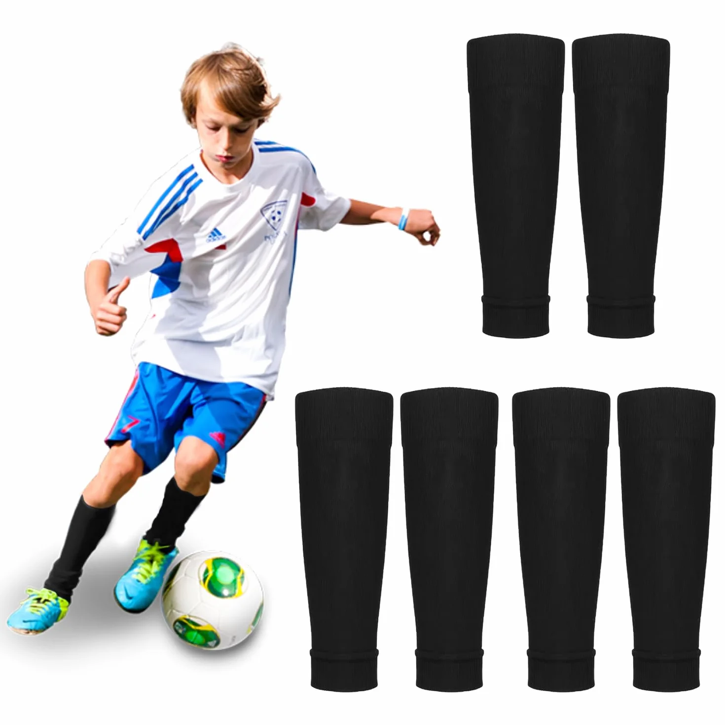 Calcetines de Fútbol para Niños, Negros, Transpirables, Elásticos, para Principiantes