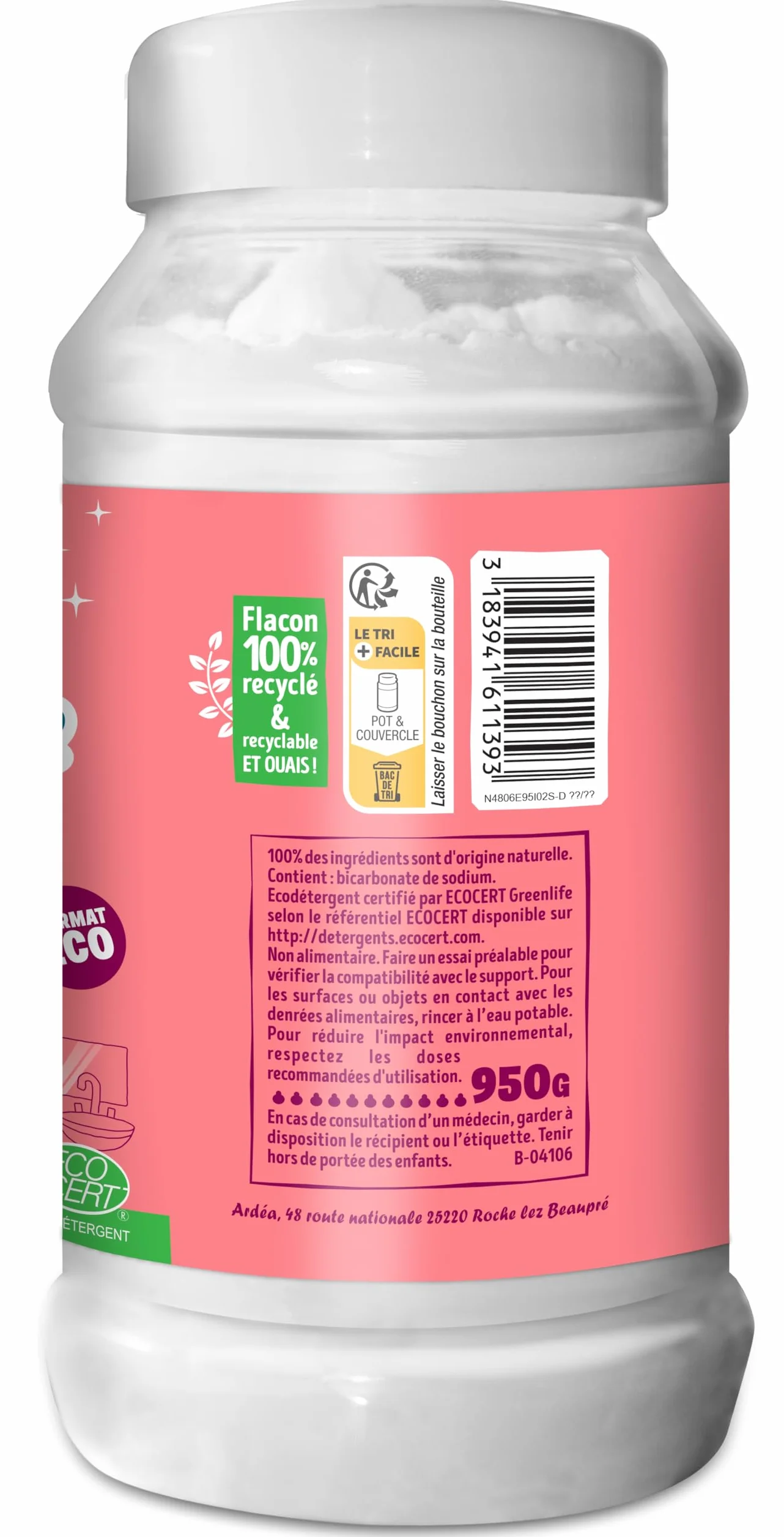 Paulette – Bicarbonato de sodio Ecocert – Limpia, reaviva los colores, neutraliza los malos olores – 950 g