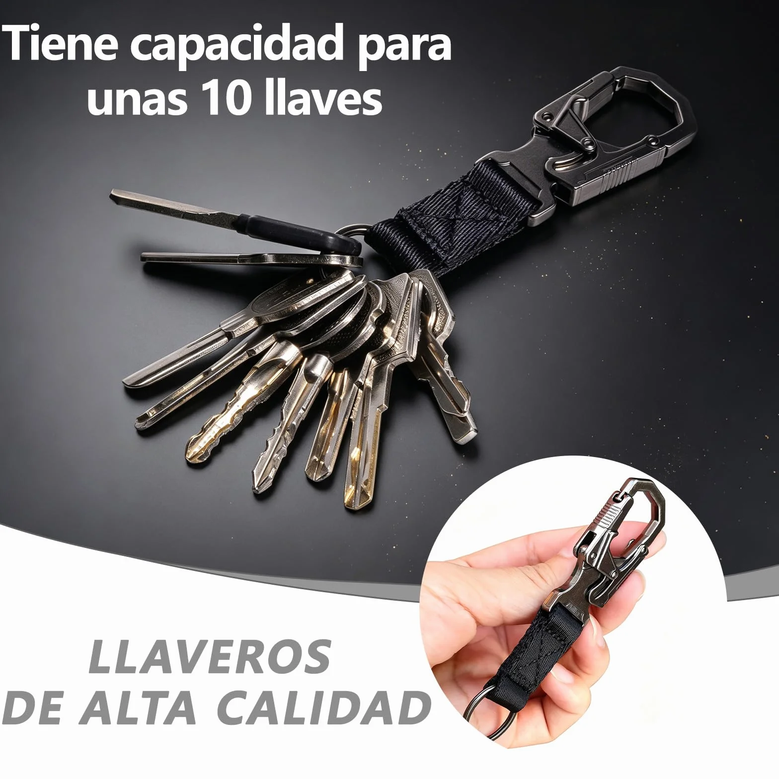 Ahiller Mosquetón doble bloqueo aleación zinc 3 pulgadas llavero accesorios