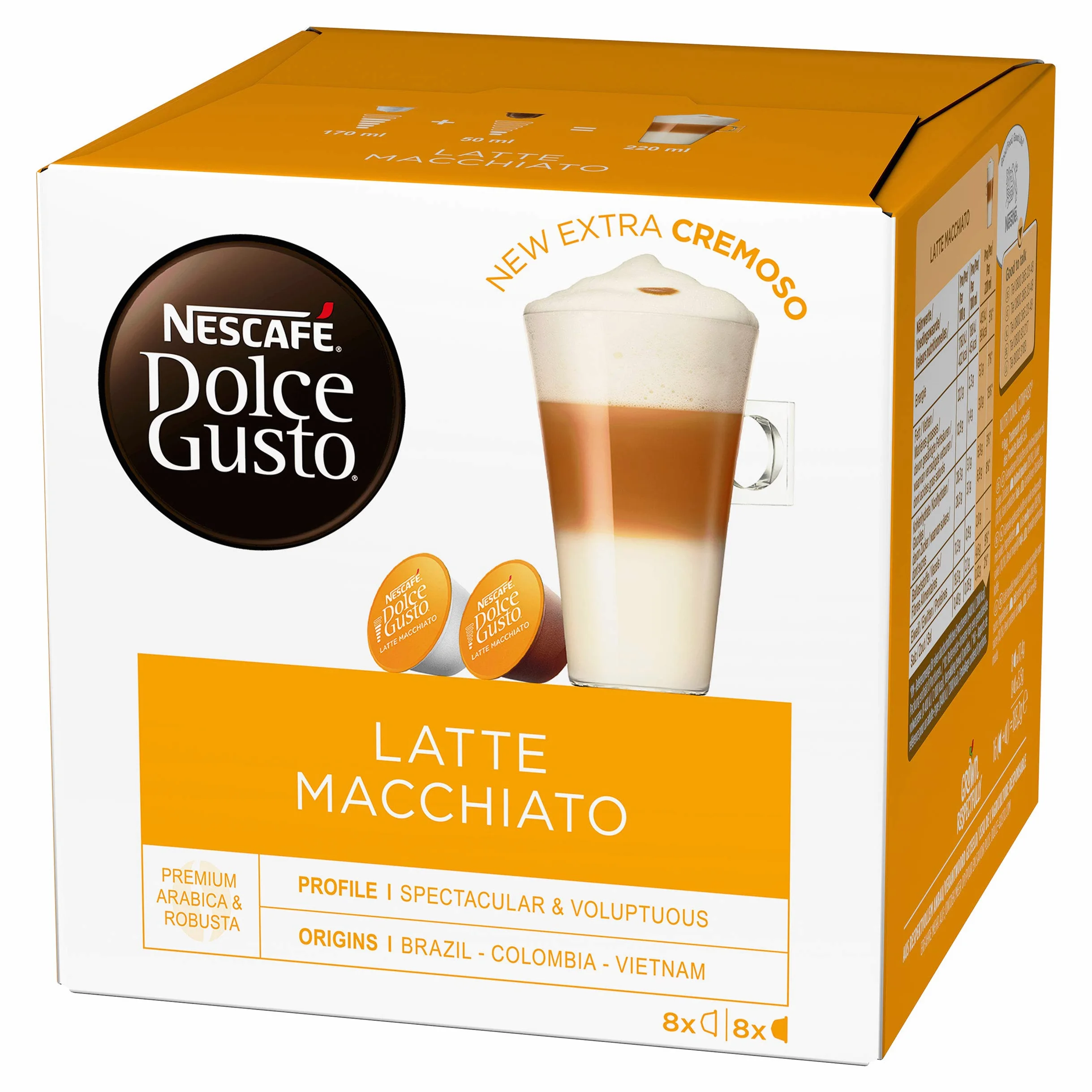 Nescafé Dolce Gusto Set Basic: Lungo, Cappuccino, Latte Macchiato, Espresso, Chococino, Crema Grande, 6 x 16 Cápsulas