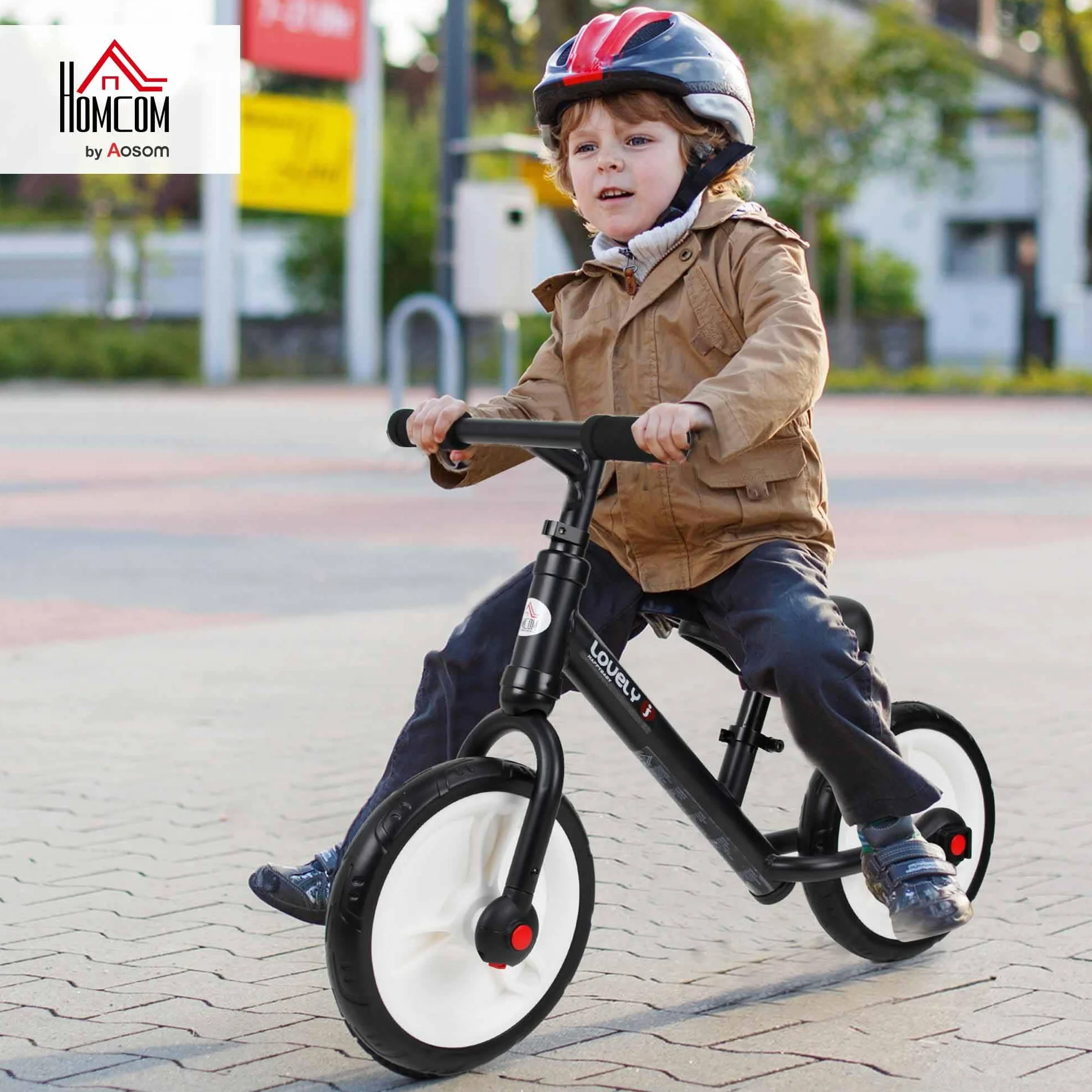 HOMCOM Bicicleta Infantil 12 Pulgadas Ruedas Pedales Extraíbles Altura Regulable Acero para Niños 2-5 Años