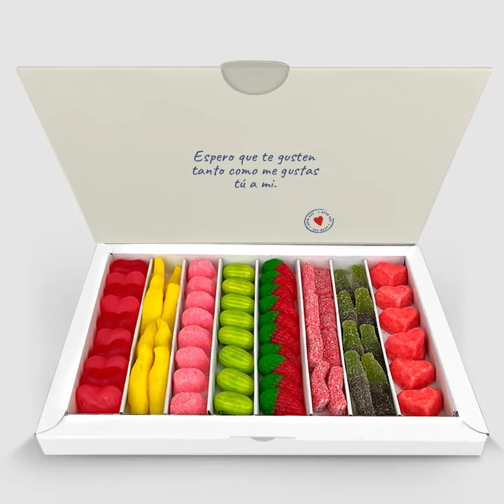 Transparent Gift Caja de Chuches Postal Personalizada con Foto y Textos. Cajas de Dulces. Regalos Originales para Mujer y Hombre. Regalos Personalizados para Parejas en San Valentín y Aniversario
