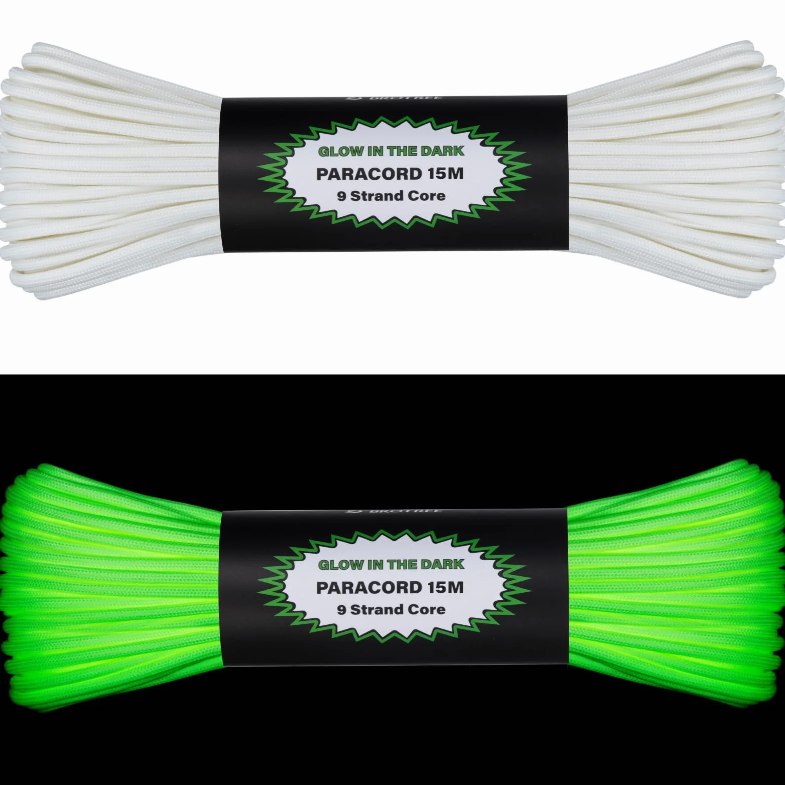 Brotree Cuerda Fluorescente Luminosa Paracord 4mm 15m 9 Hebras