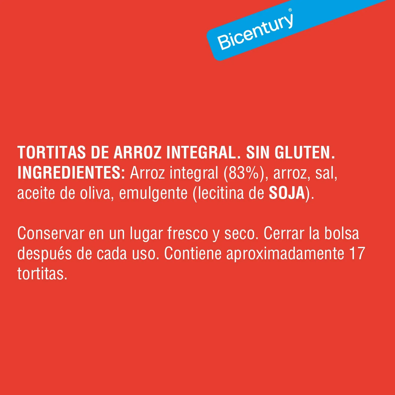 Tortitas de arroz integral Bicentury (12 unidades)