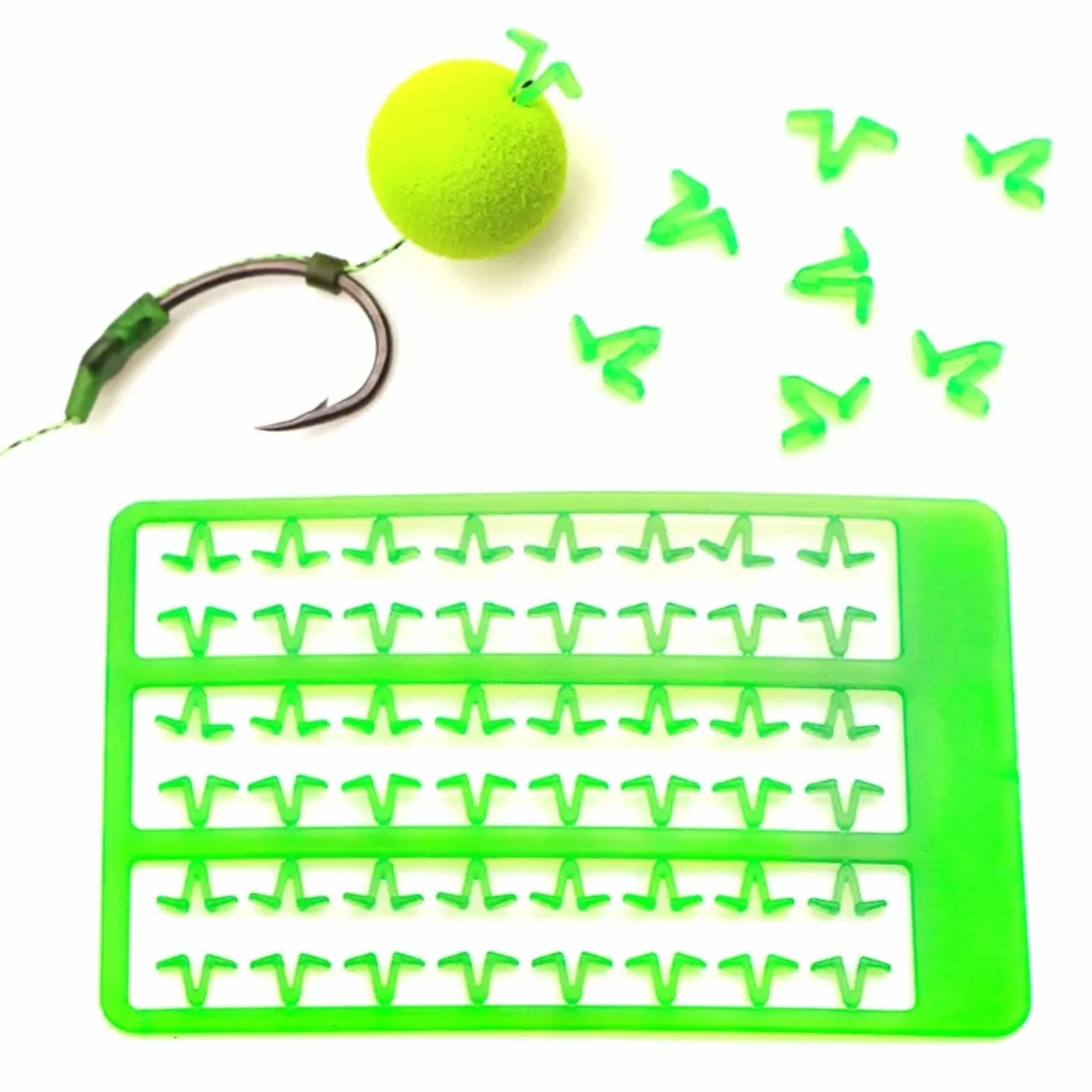 Tarjetas Línea de Pesca Extensión de Cabello Cuentas de Tope Aparejo de Carpa Boilie Tapones