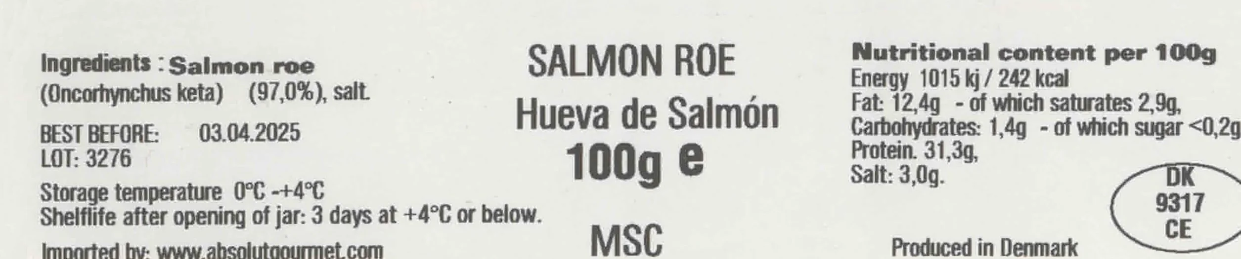 Caviar Rojo de Chum Salmon (Keta) 100 gr