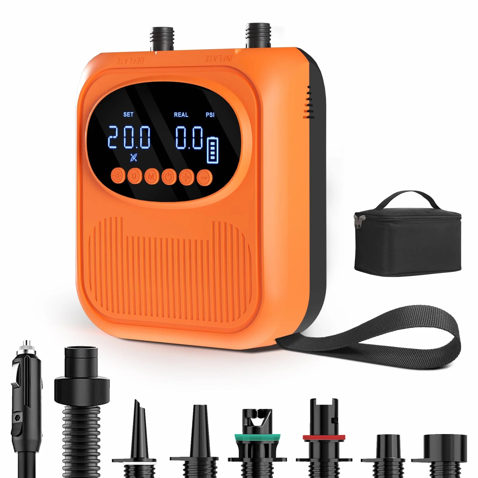 Bomba Eléctrica 20 PSI Recargable 12V con Parada Automática para Sup, Paddle, Kayak