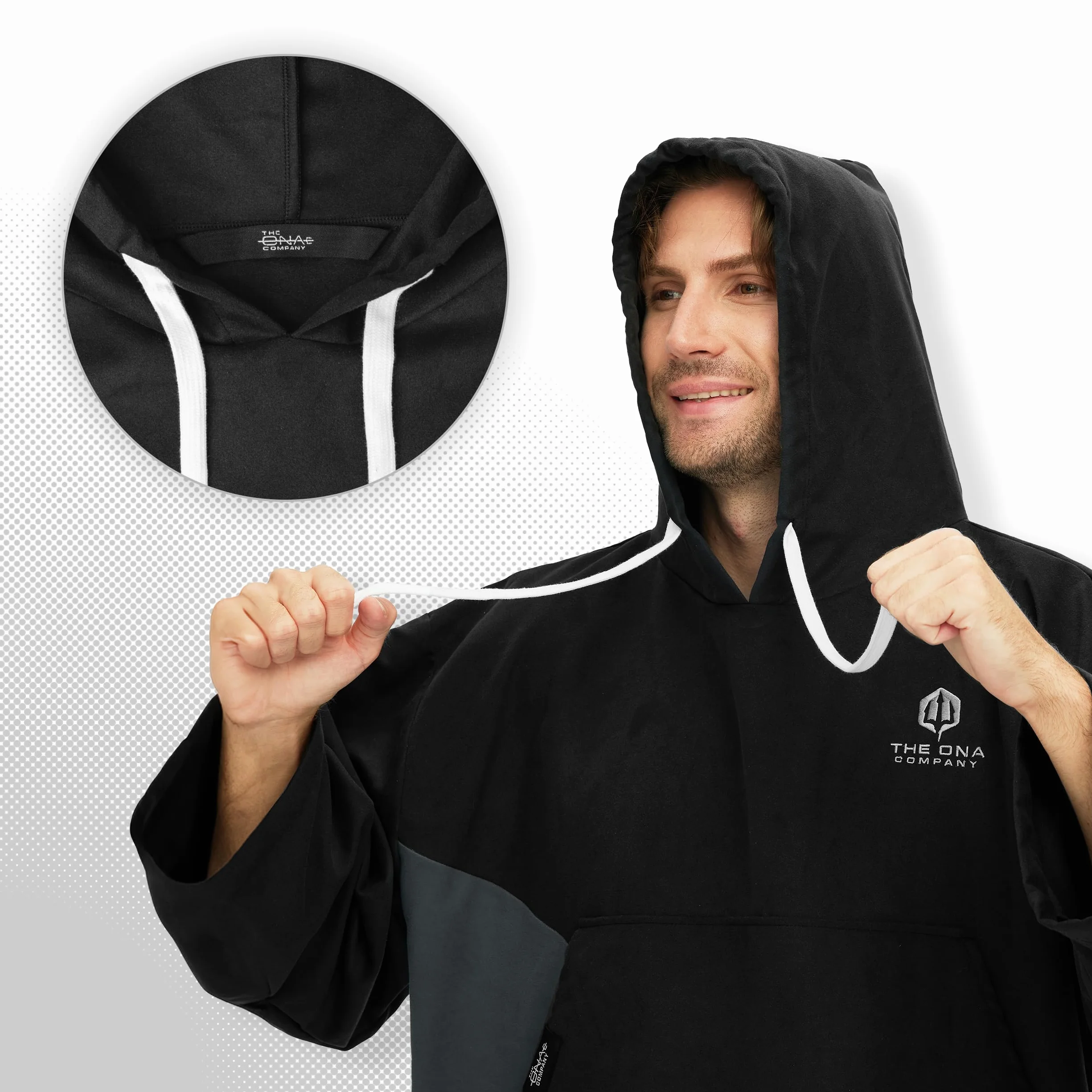 Poncho Surf de Microfibra Ligero Secado Rápido Hombre Mujer Playa Piscina Natación Negro