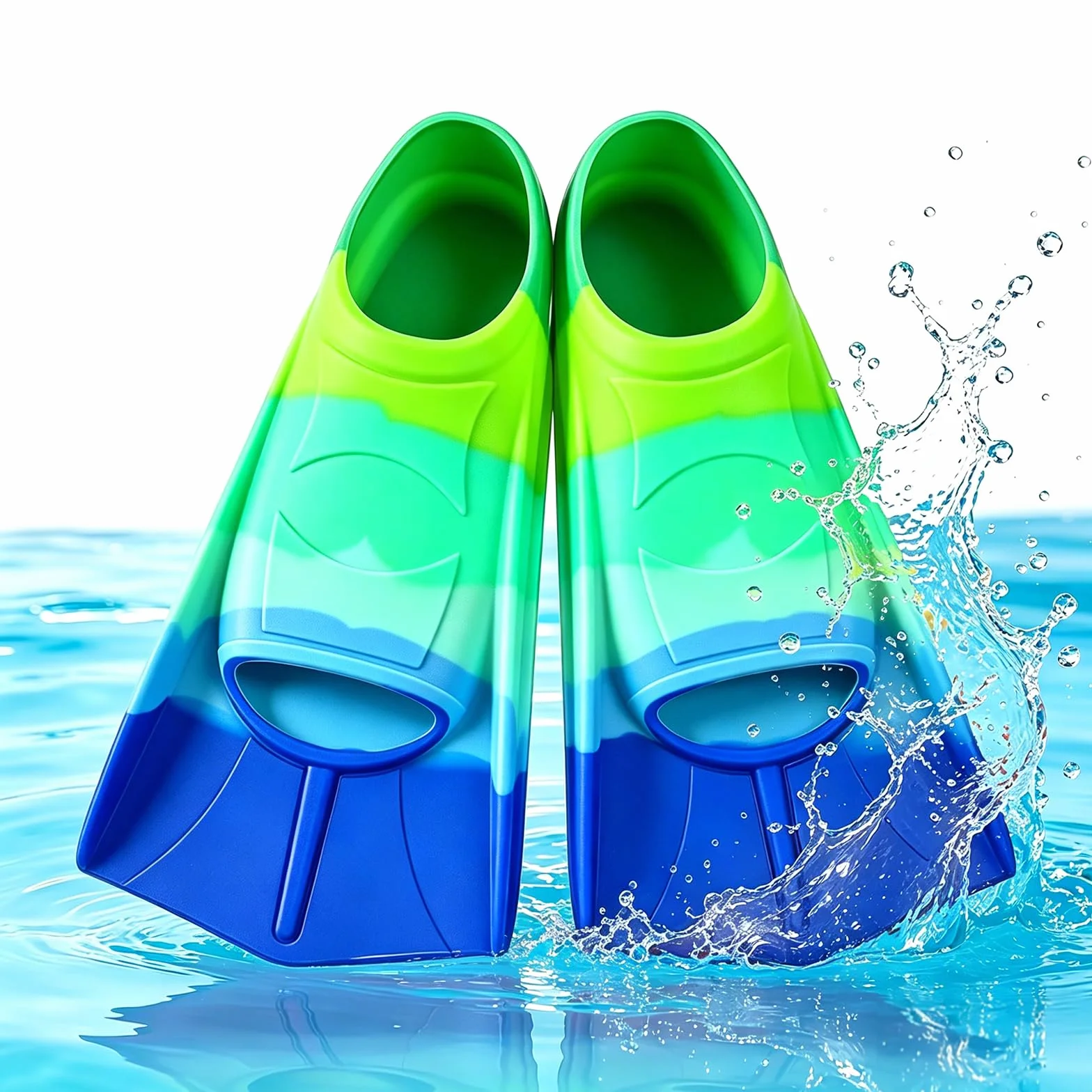 Aletas de natación para niños, silicona, cortas, entrenamiento, aguas abiertas, esnórquel, buceo