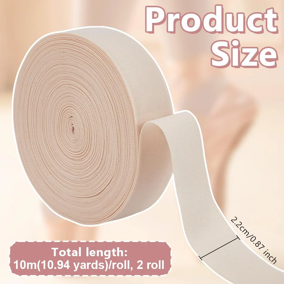 OLYCRAFT 20 m Ballet elástico Punta zapato 22 mm Satén Stretch Cinta Rodillo