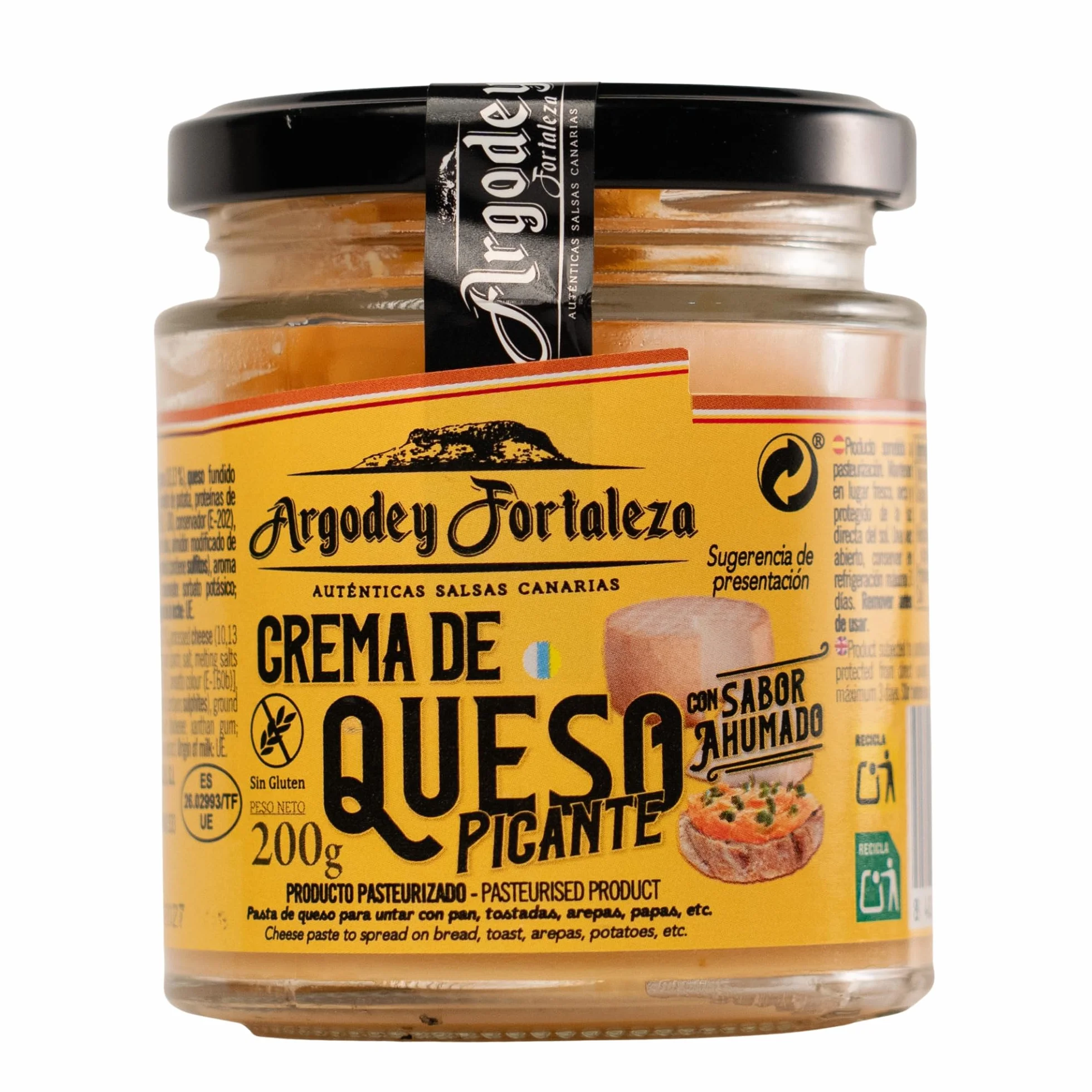 Argodey Fortaleza Crema de Queso Ahumado Picante 200g Salsa Cremosa para Untar