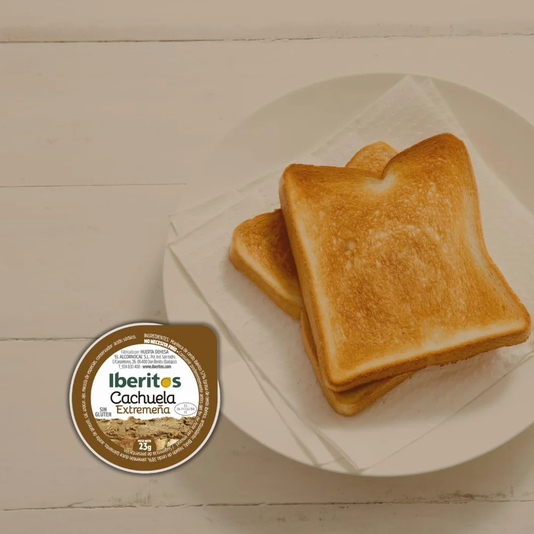Iberitos - Cachuela Extremeña - Ideal para Desayunos y Meriendas - Untable sin Gluten y sin Lactosa - Producto Fabricado en España - 6 Latas de 250 Gramos