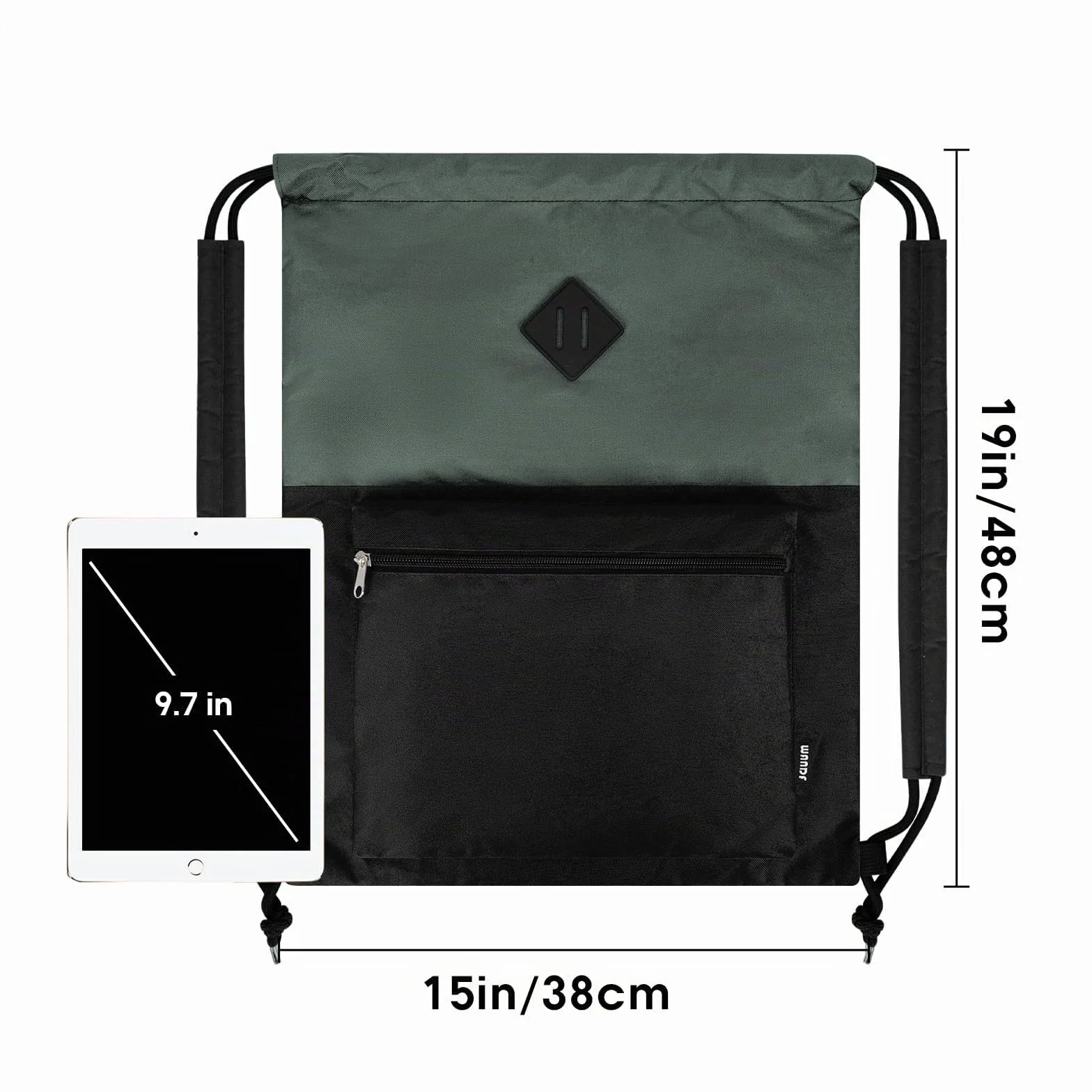 WANDF Bolsa deportiva con cordón impermeable compartimento húmedo negra