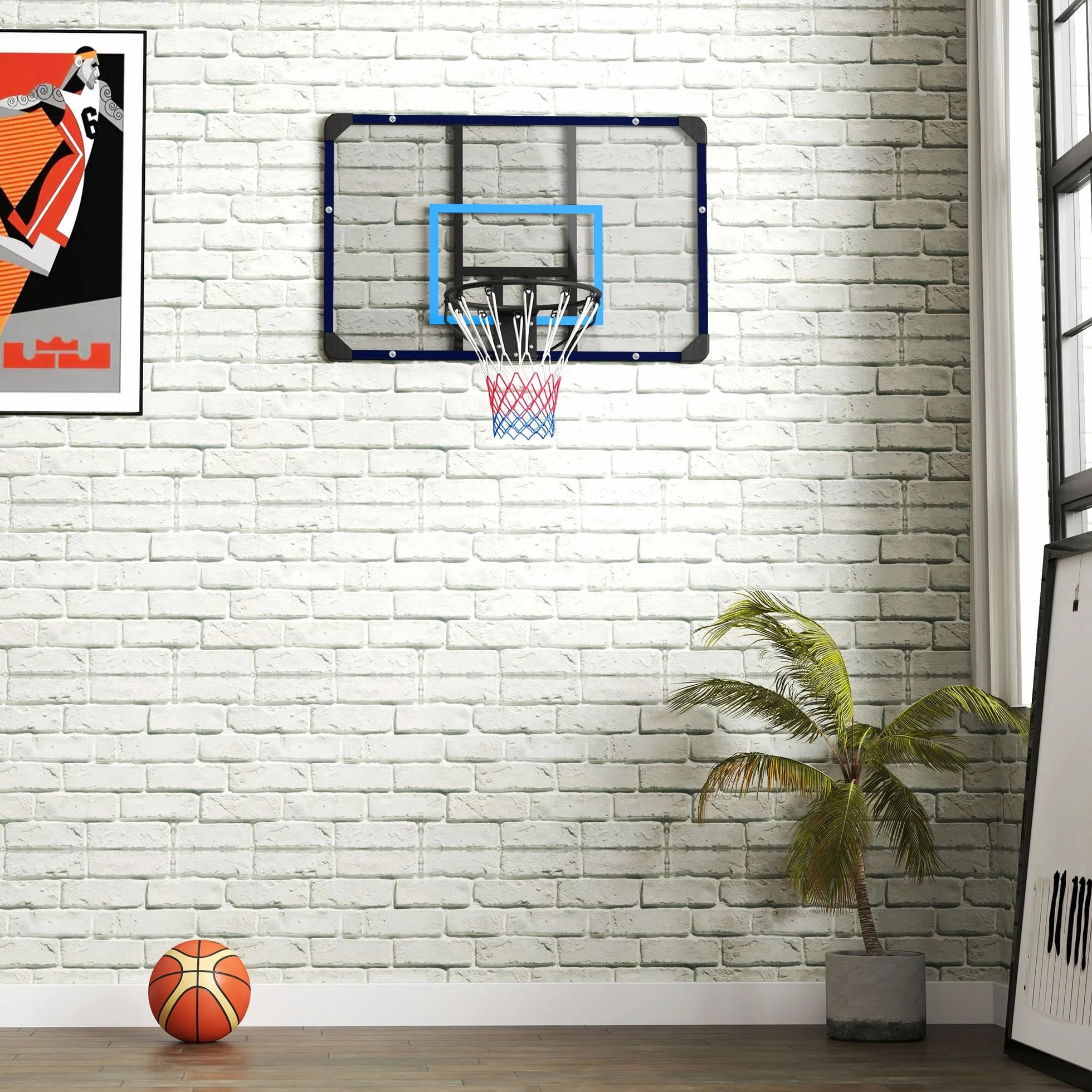 SPORTNOW Canasta de Baloncesto con Tablero 45 cm Acero Exteriores Montaje Pared