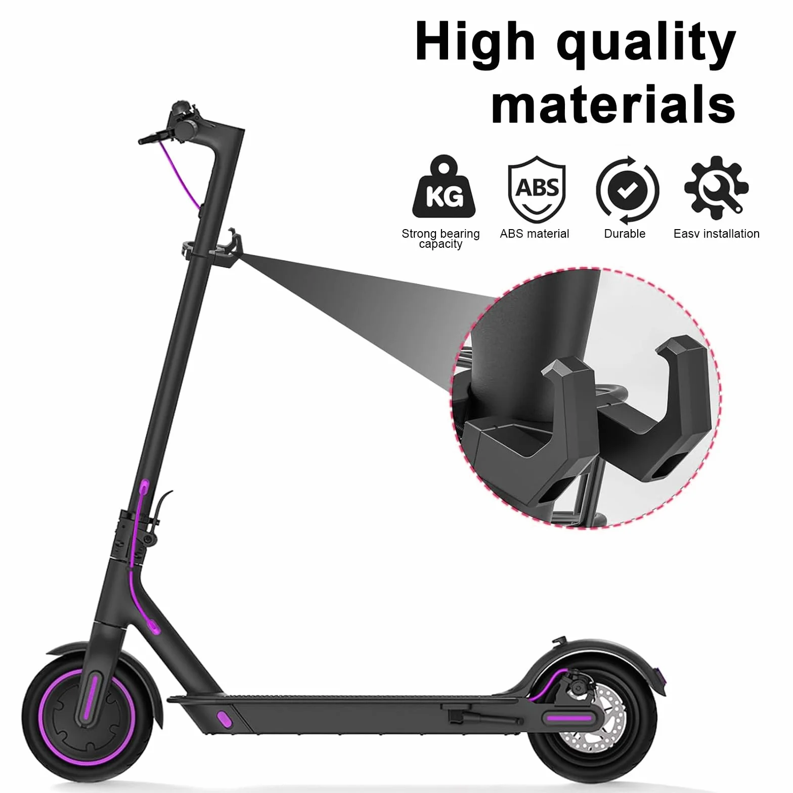 Ganchos Delanteros para E-Scooter, Gancho Simple y Doble, Abs, para Manillares 3,8-5,8 cm