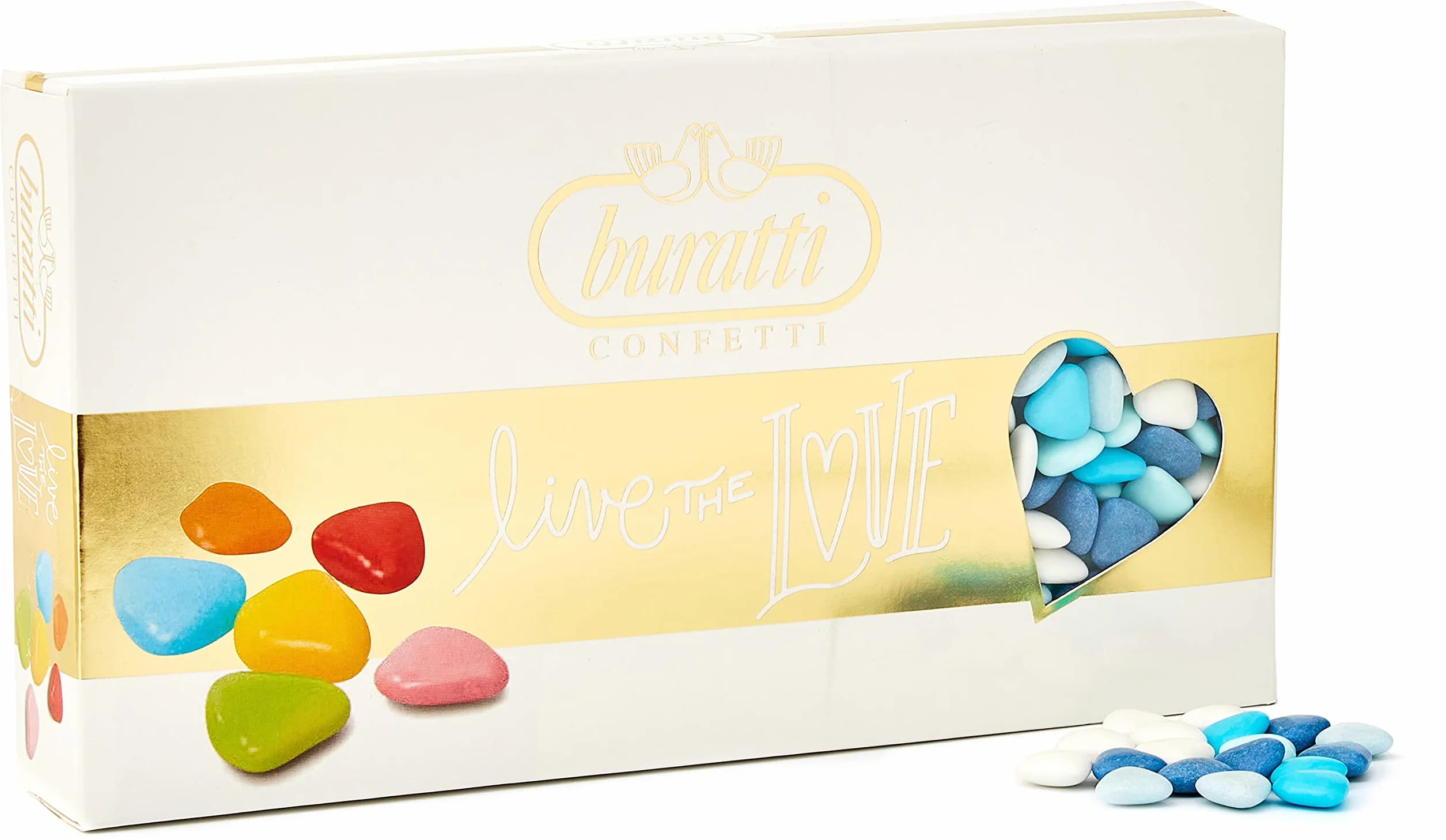 Buratti Confetti Con Chocolates forma de corazon fantasia azules Azules 1000 g