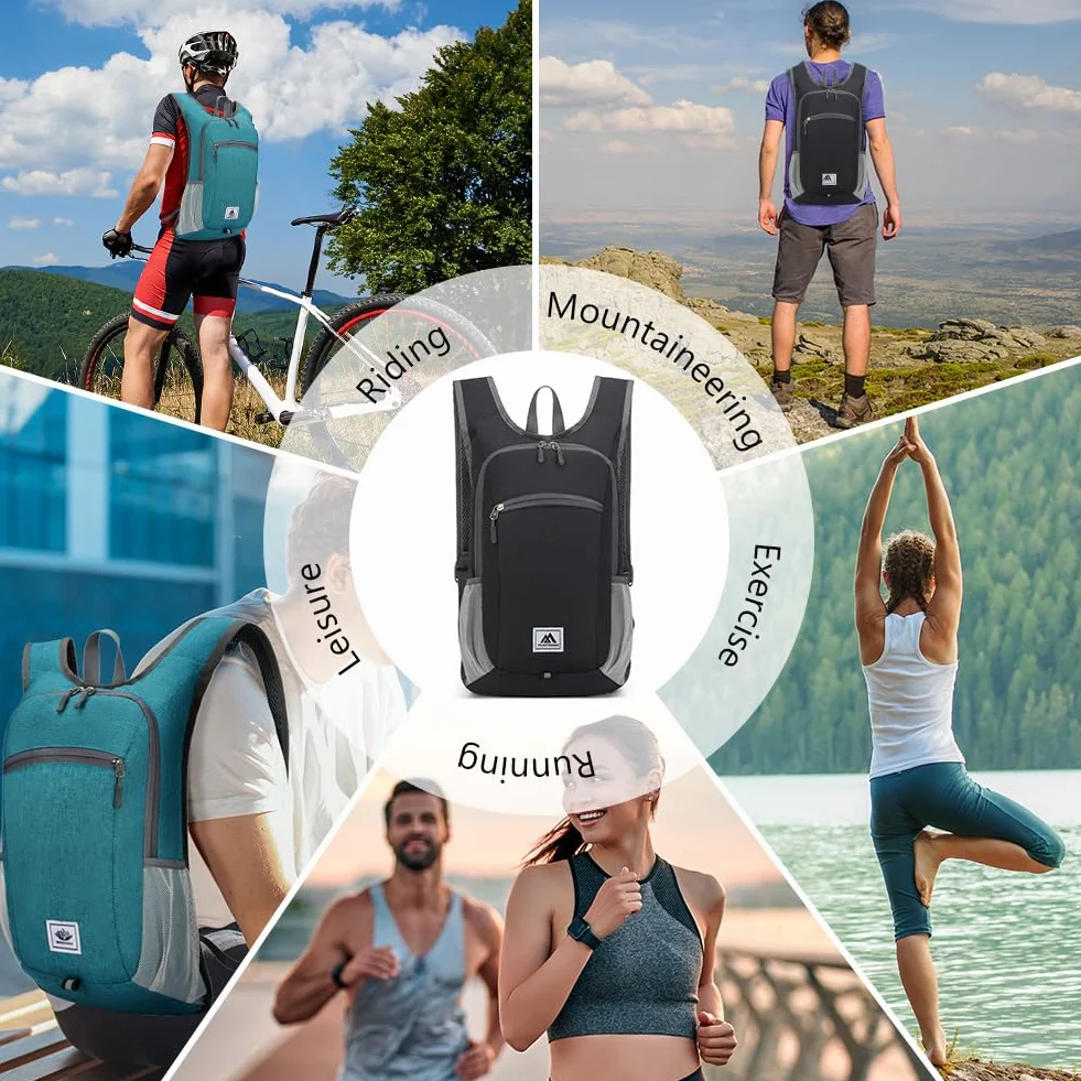 flintronic 16L Mochila Plegable Ultraligera Impermeable para Senderismo Viaje Negro