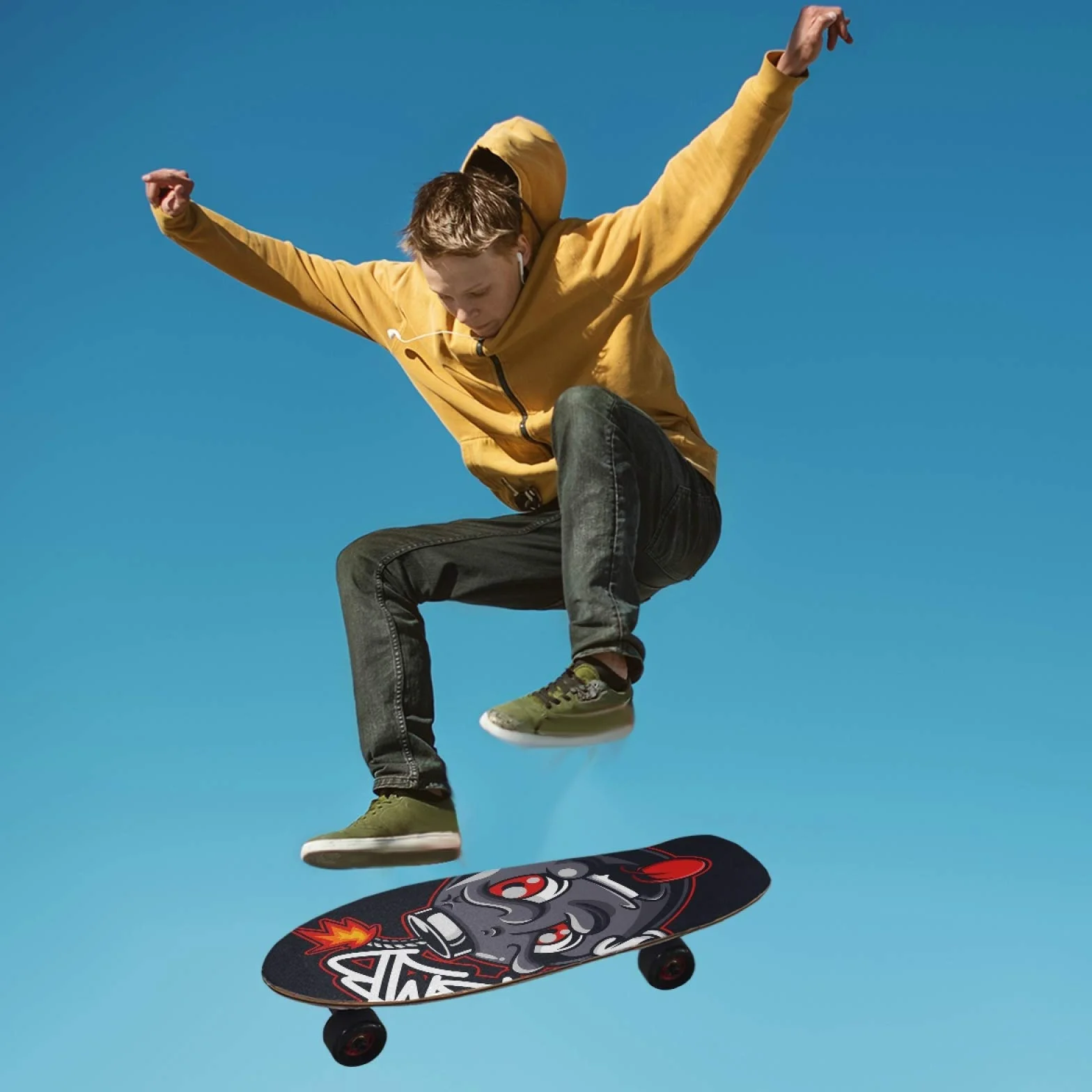 Linda Bomba Fantasma De Azúcar Papel de Lija Antideslizante Hoja Cinta de Agarre Lijas para Patineta Scooter (84 x 23 cm)