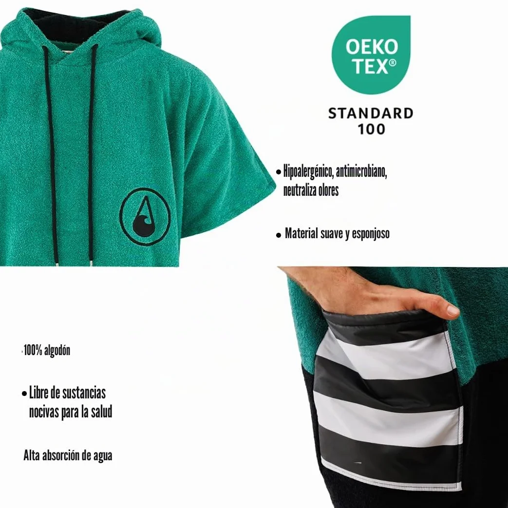 Poncho de surf WAVE HAWAII Faro 100% algodón para mujer hombre adulto talla M/L 160-190 cm