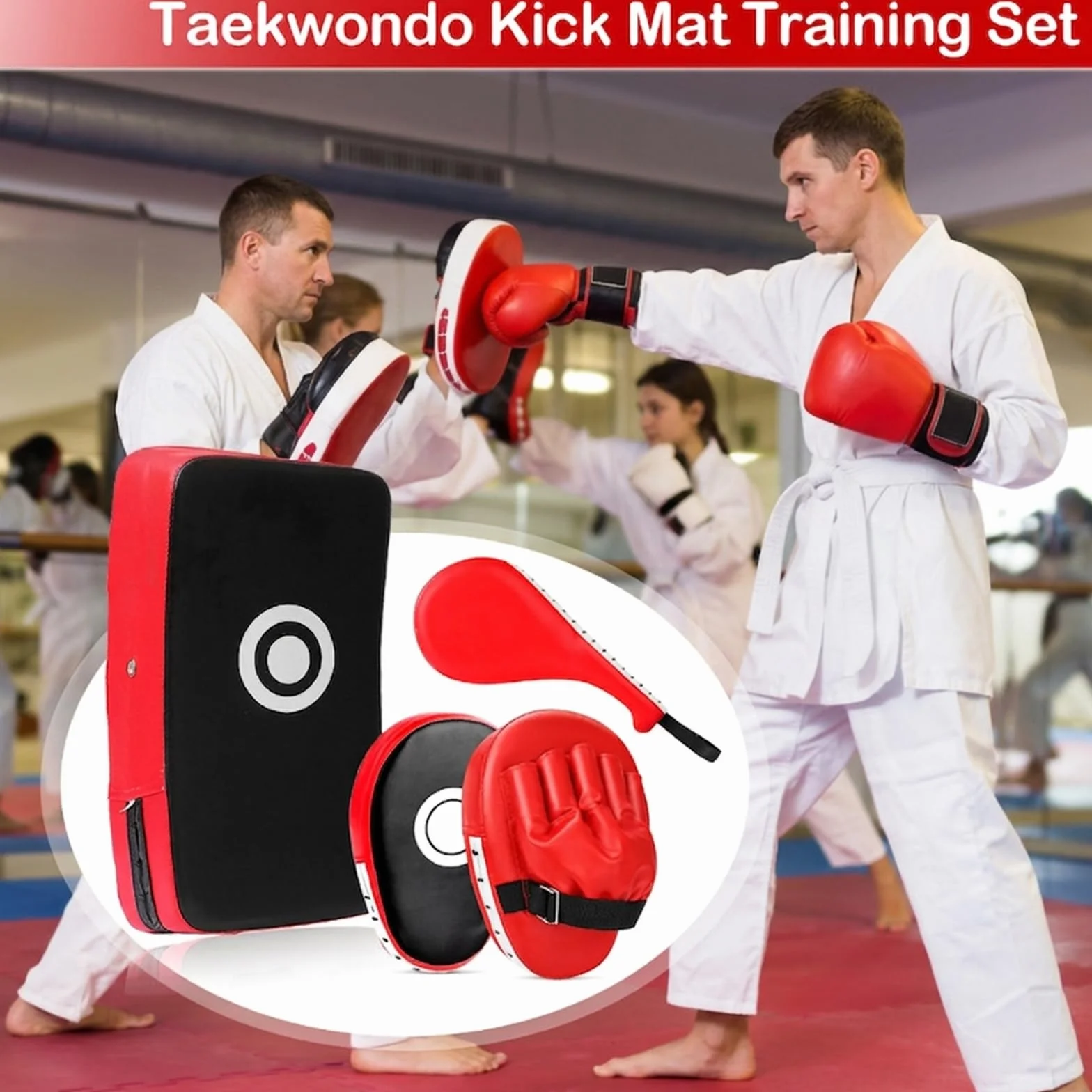 Boxeo Set Schlagpolster Paos y Manoplas de PU Cuero para Kickboxing Muay Thai MMA