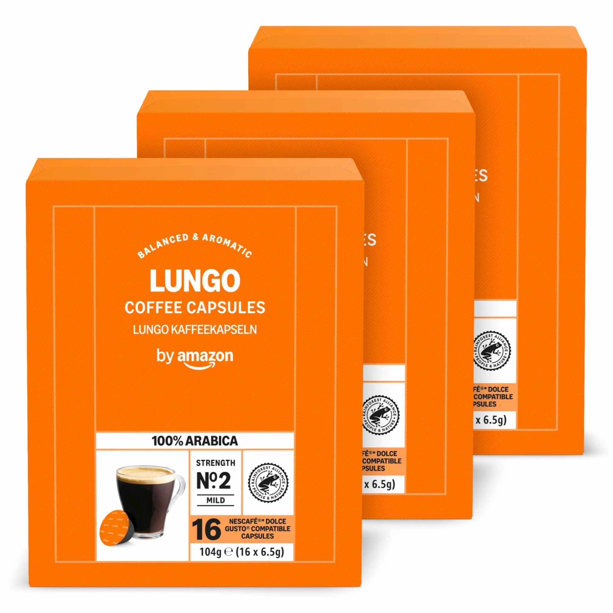 by Amazon Cápsulas De Café Lungo, en cápsulas compatibles con dolce gusto, 48 cápsulas (3 paquetes de 16)