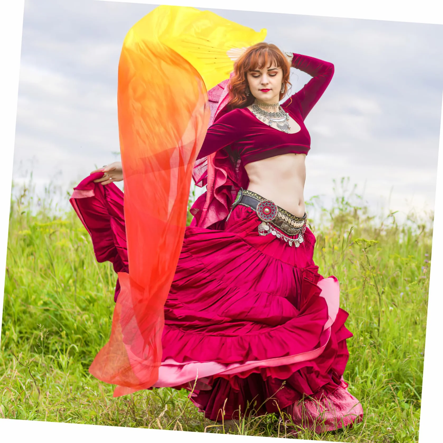 Abanico Plegable de Seda para Danza del Vientre