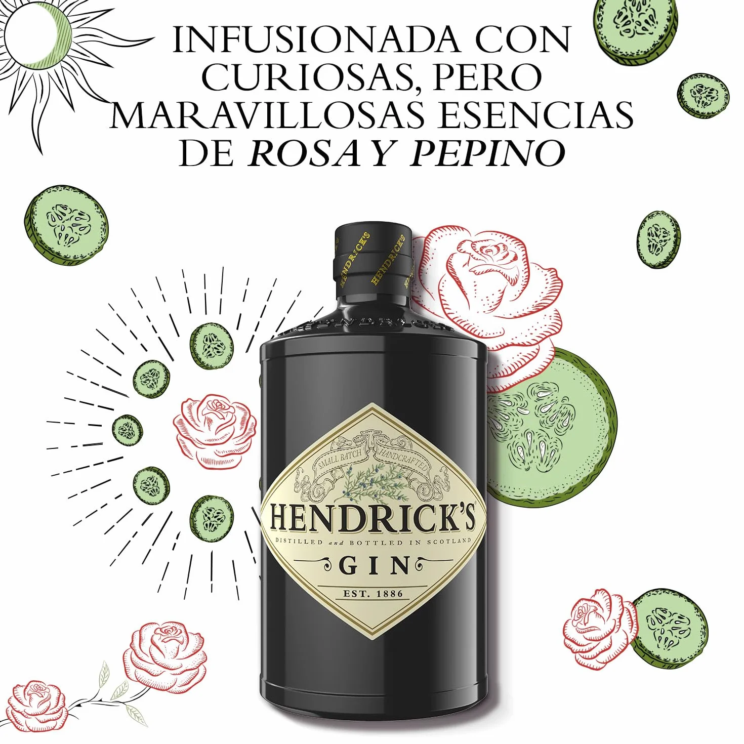 Hendrick's Gin - Ginebra Premium Escocesa, 1.75l