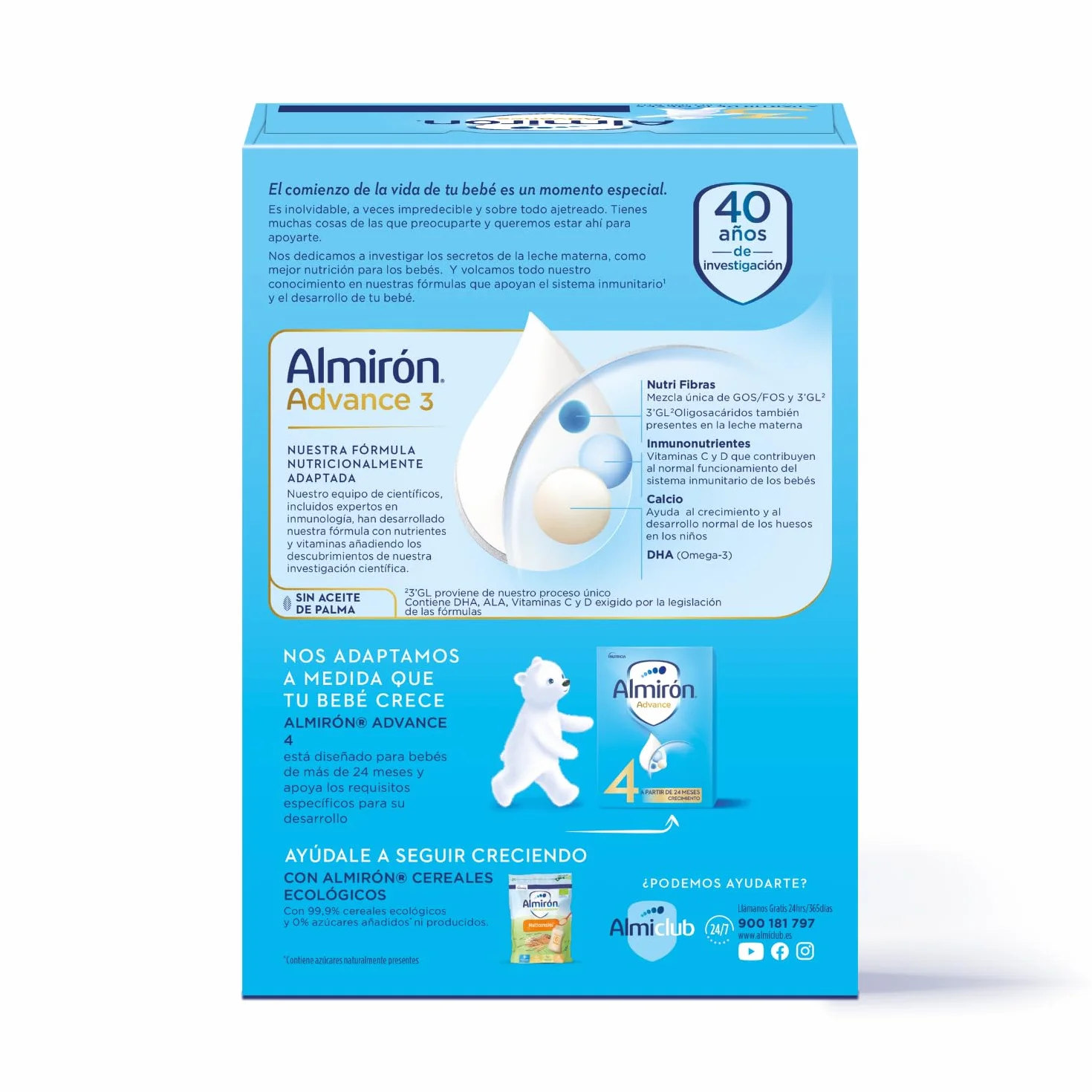 Almirón Advance 3, Leche de Crecimiento en Polvo para Bebé desde 12 Meses, Pack de 3x1.2kg