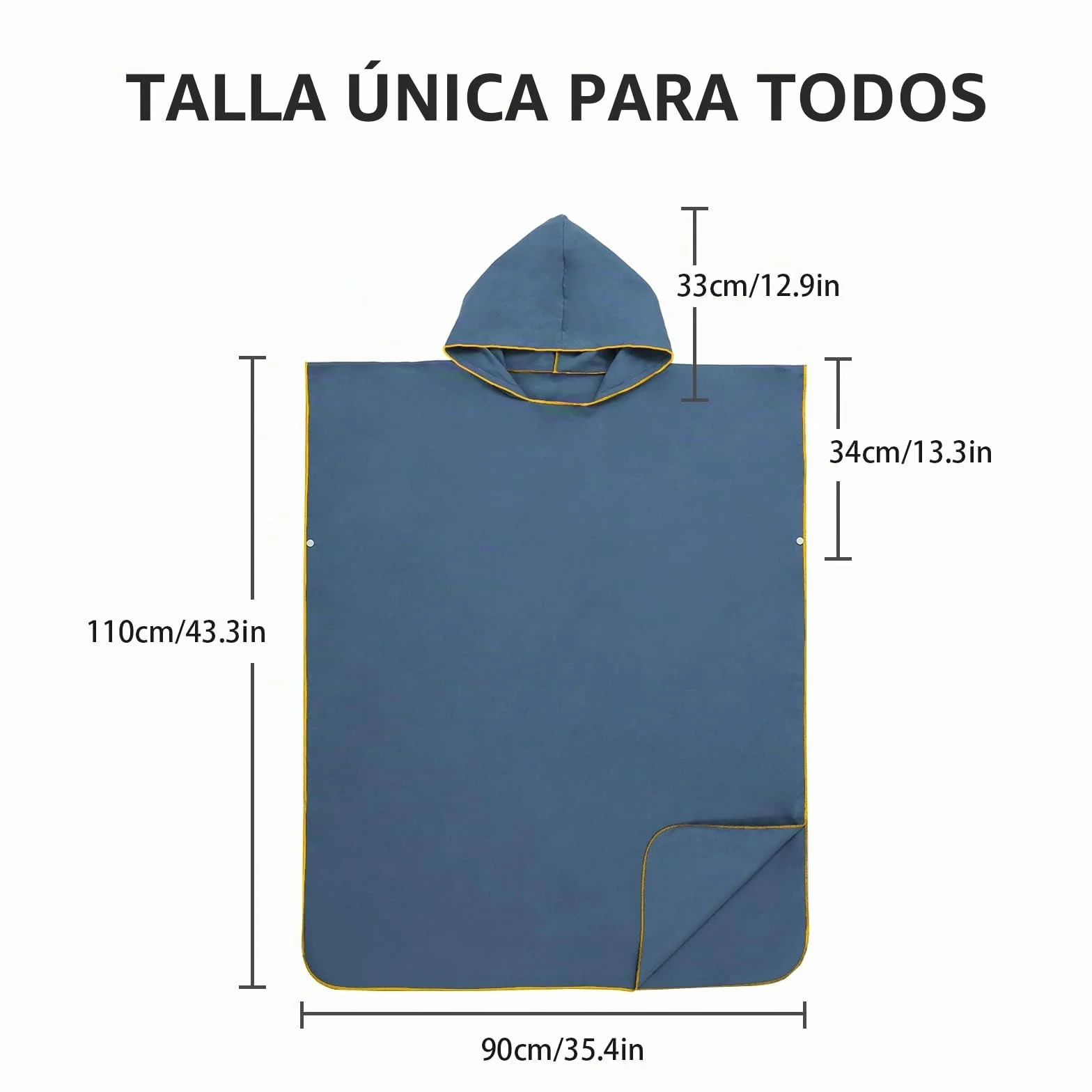 Mokani Poncho de Surf Ligero Compacto Secado Rápido Toalla Adultos Microfibra Playa Azul Oscuro