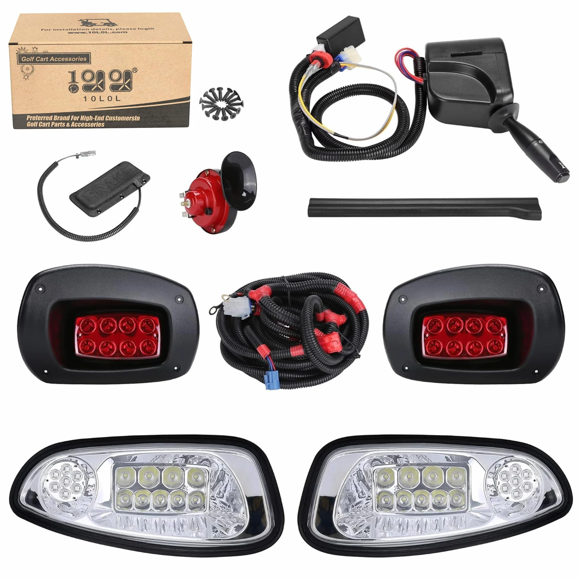 Golf Buggy LED Faros Luces Traseras Kit 08-18 EZGO RXV Interruptor Indicador Luces Freno Cuerno Arnés 12V