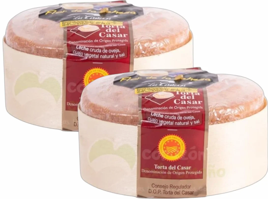 PACK 2- Torta del Casar D.O.P. Flor de la Dehesa 350 g – Queso Extremeño de Oveja Merina – Leche Cruda y Cuajo Vegetal – Textura Cremosa – Queso Premiado