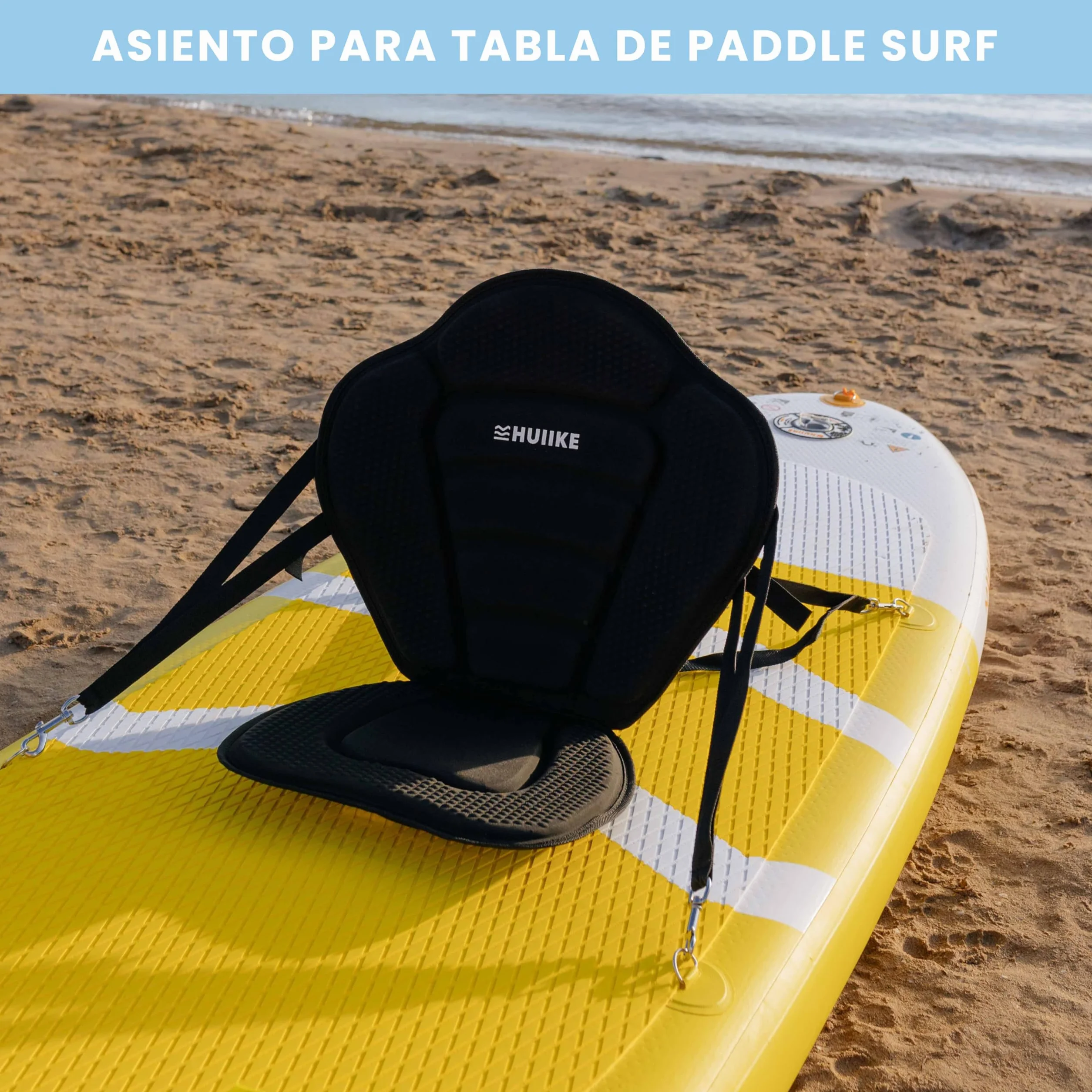 HUIIKE Asiento Paddle Surf y Kayak con 4 Correas Ajustables Acolchado con Bolsa Trasera Silla Sup para Pesca Respaldo