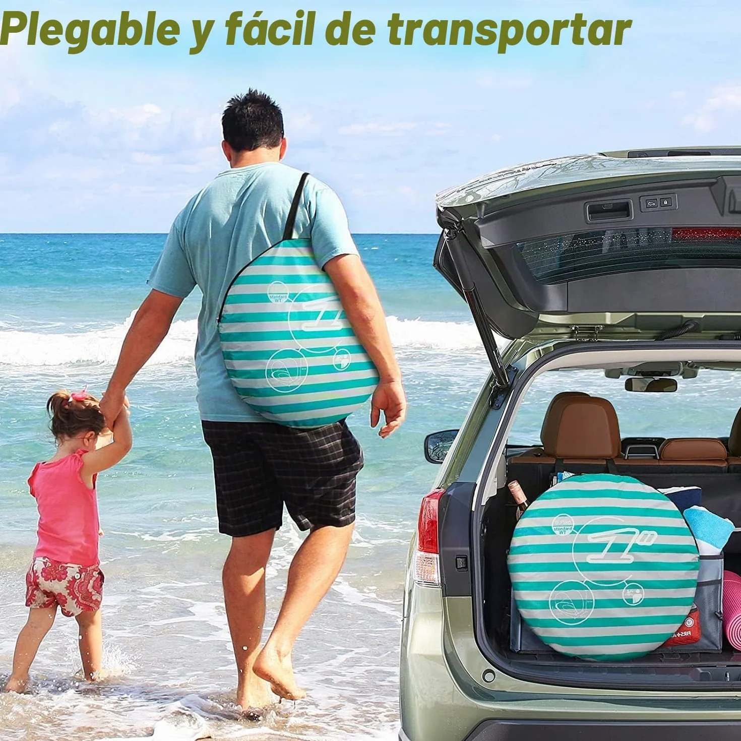 Tienda de campaña para bebé con mini piscina, protección UV, para playa y jardín (verde)