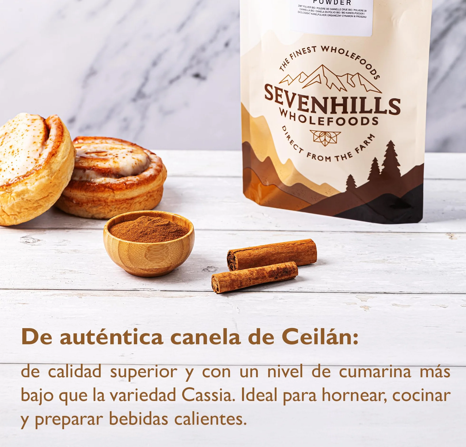 Sevenhills Wholefoods Canela Cruda En Polvo Orgánica (Verdadera Ceylon) 200g