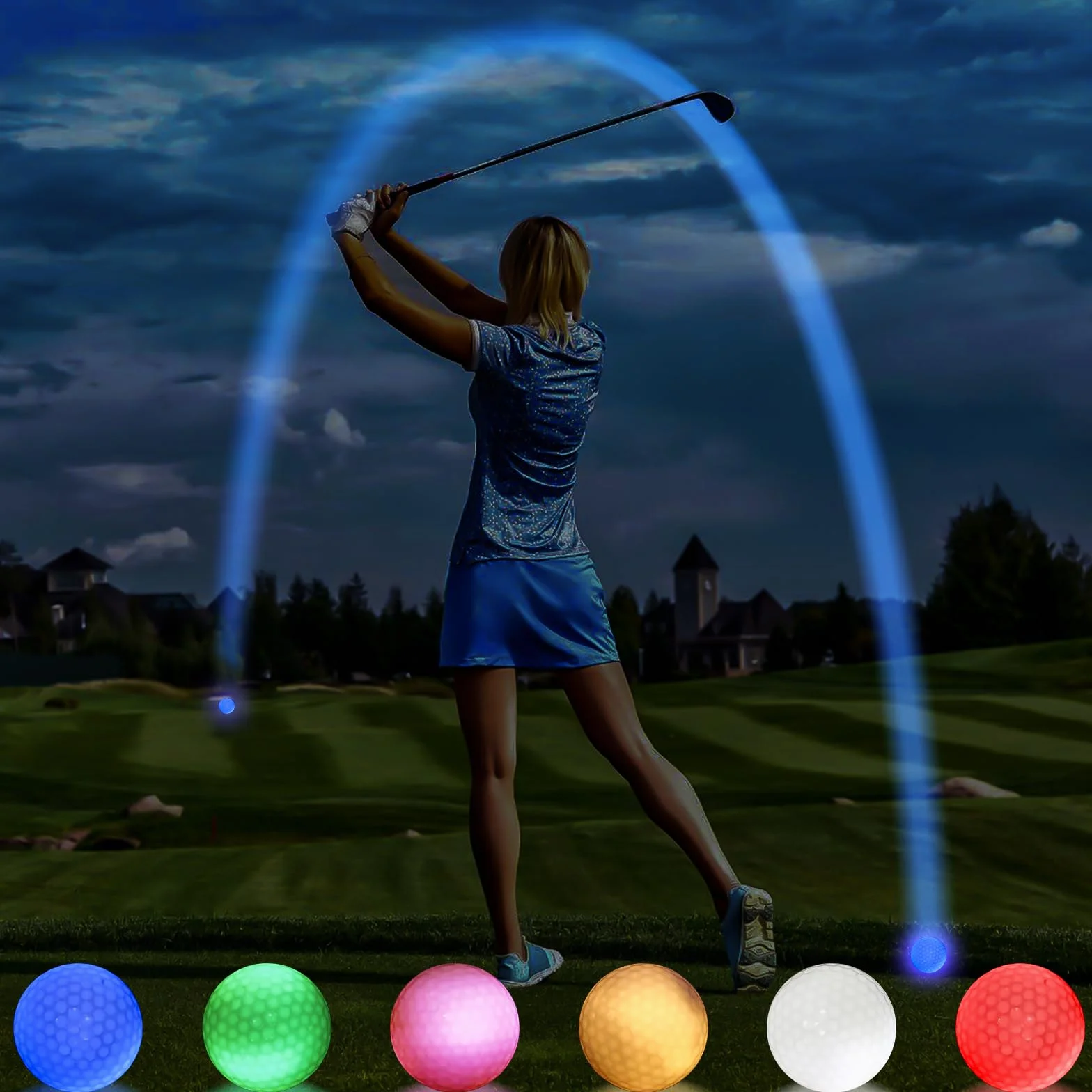 Pelotas de Golf LED Luminosas Light Up Flashing Glowing para Entrenamiento Nocturno 6 Colores
